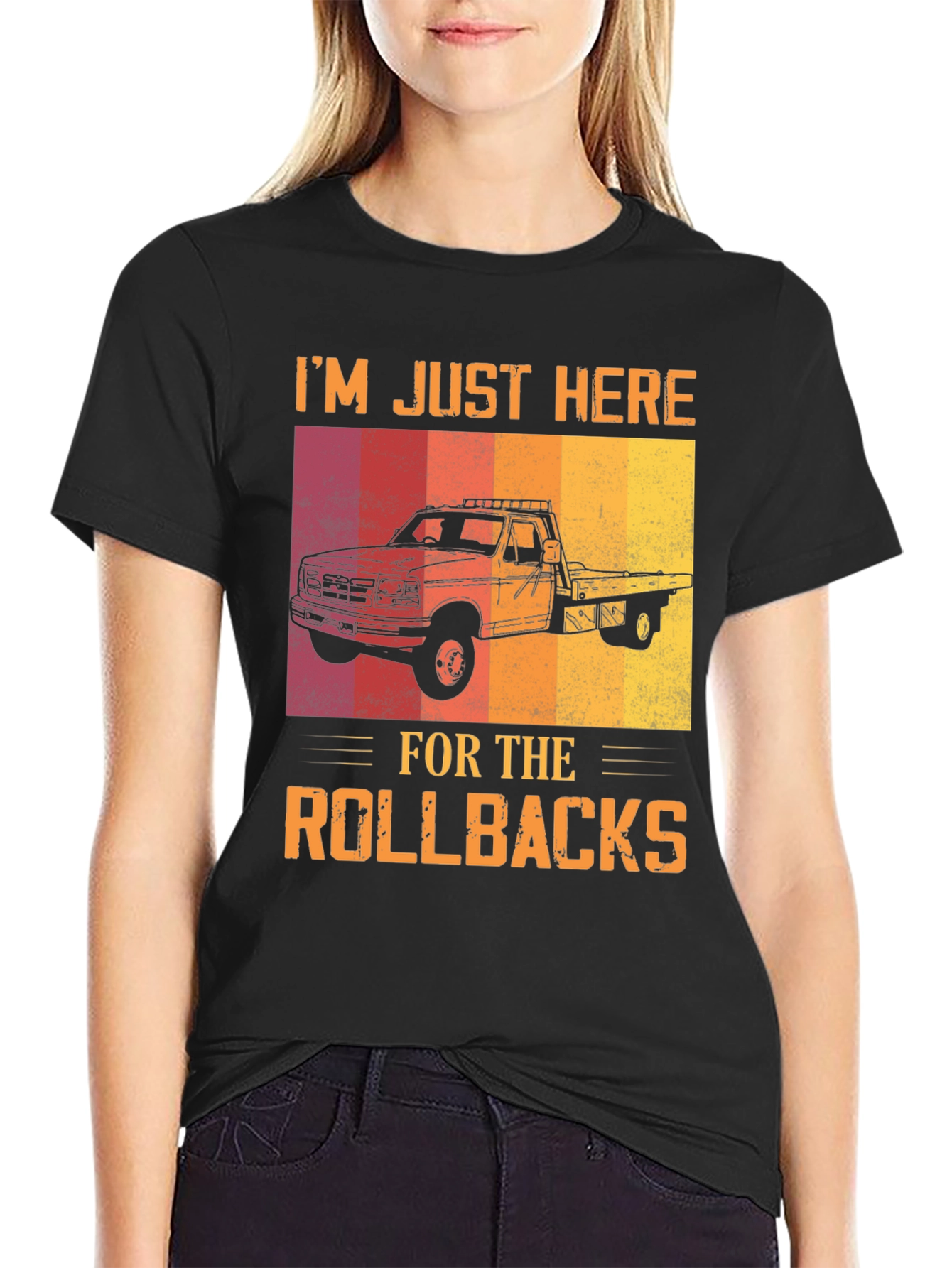 Black Rollback Truck T-Shirt - Tow Truck Driver Tee view 2