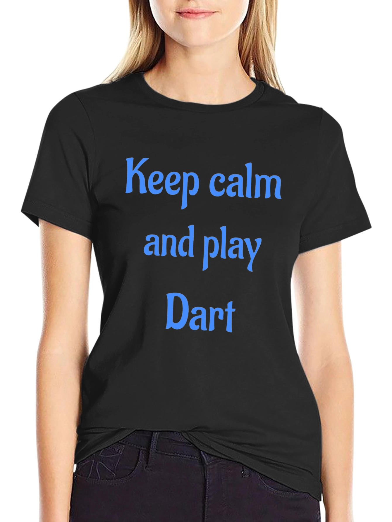 Black Keep Calm and Play Dart T-Shirt - Black Cotton Tee view 2