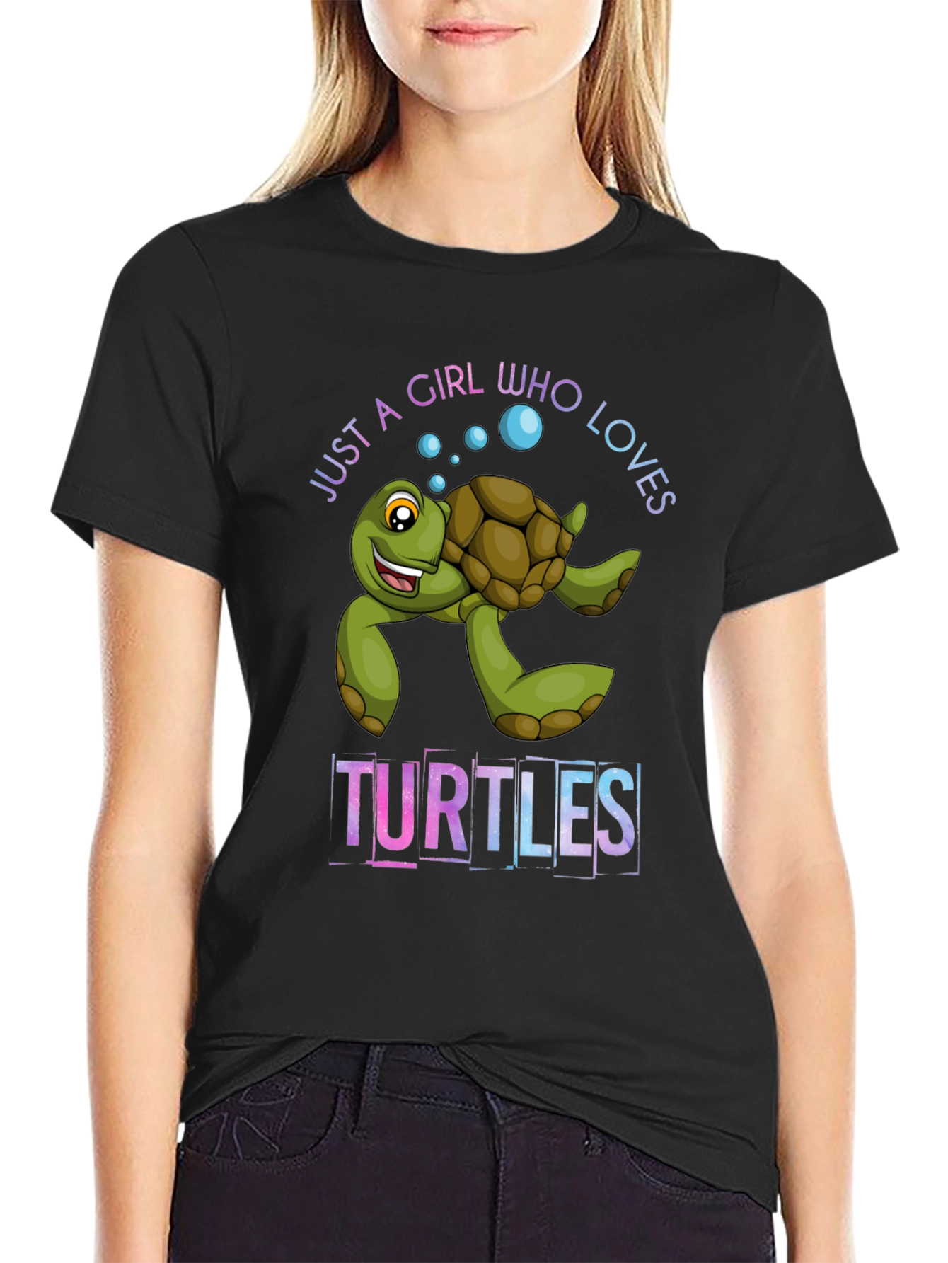 Black Girl Who Loves Turtles Graphic T-Shirt view 2