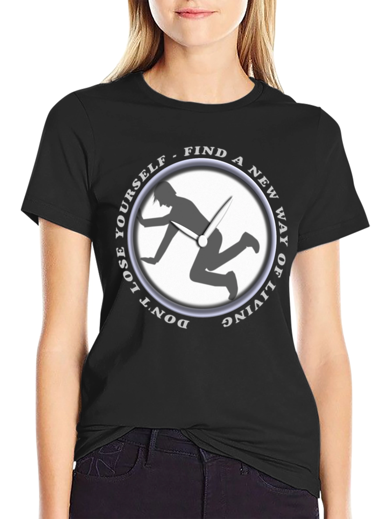 Black Men's Black Graphic Tee - Find a New Way of Living view 2