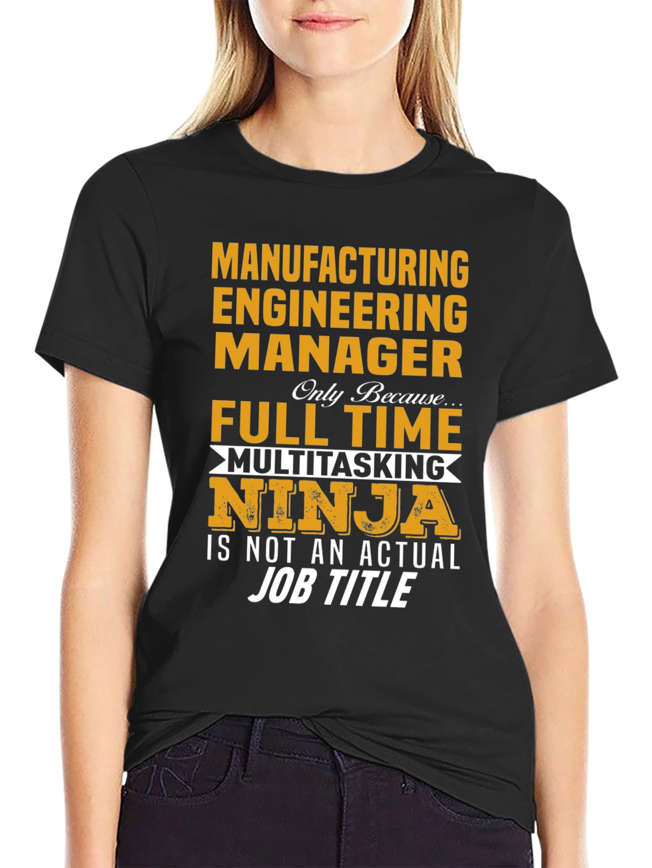 Black Manufacturing Engineering Manager T-Shirt view 2