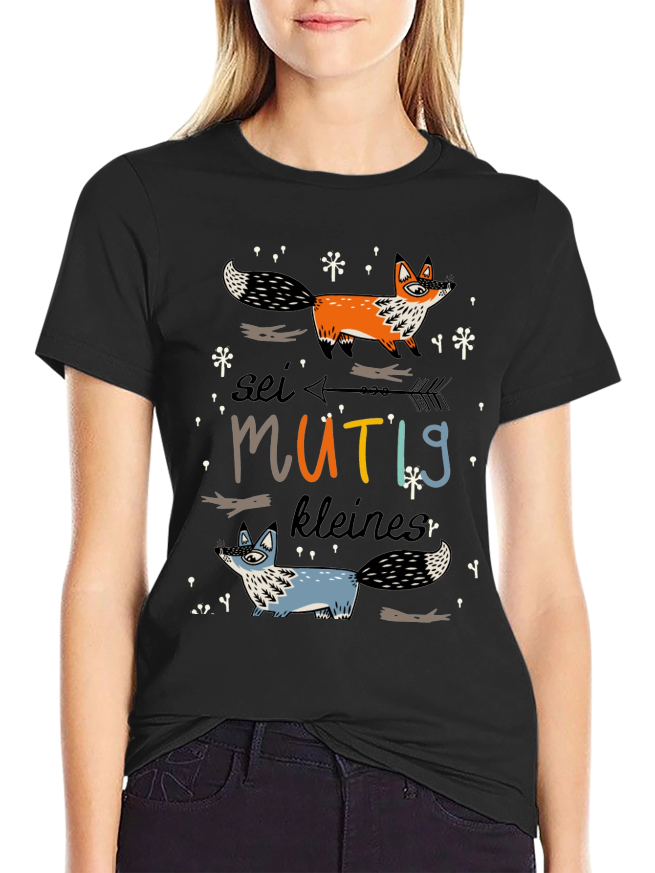 Black Be Brave Little One Fox T-Shirt view 2