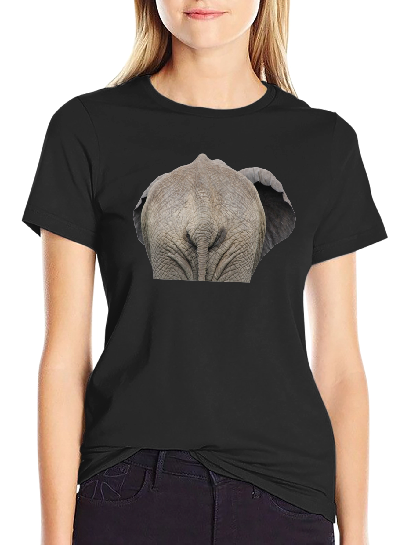 Black Elephant Butt T-Shirt - Funny Animal Tee view 2
