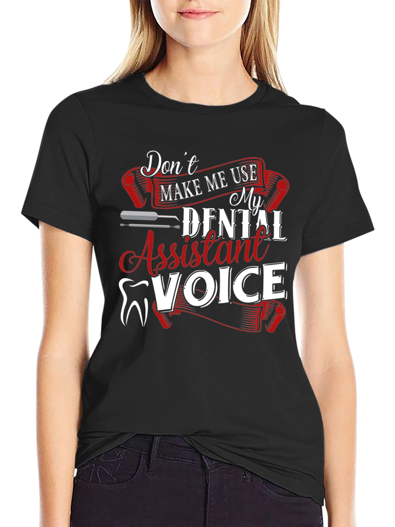 Black Dental Assistant Voice Graphic Tee view 2