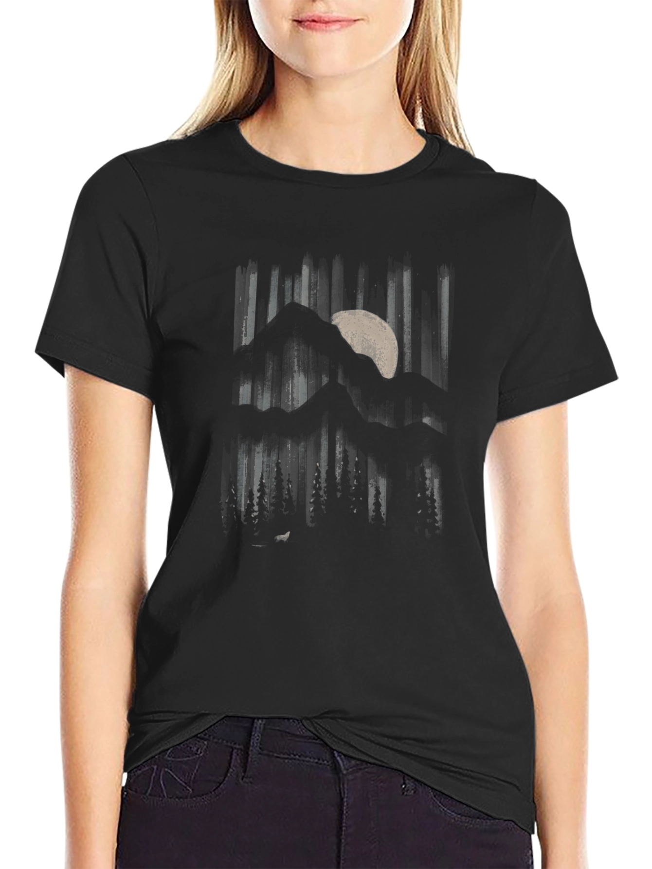 Black Mountain Moon Graphic Black T-Shirt view 2