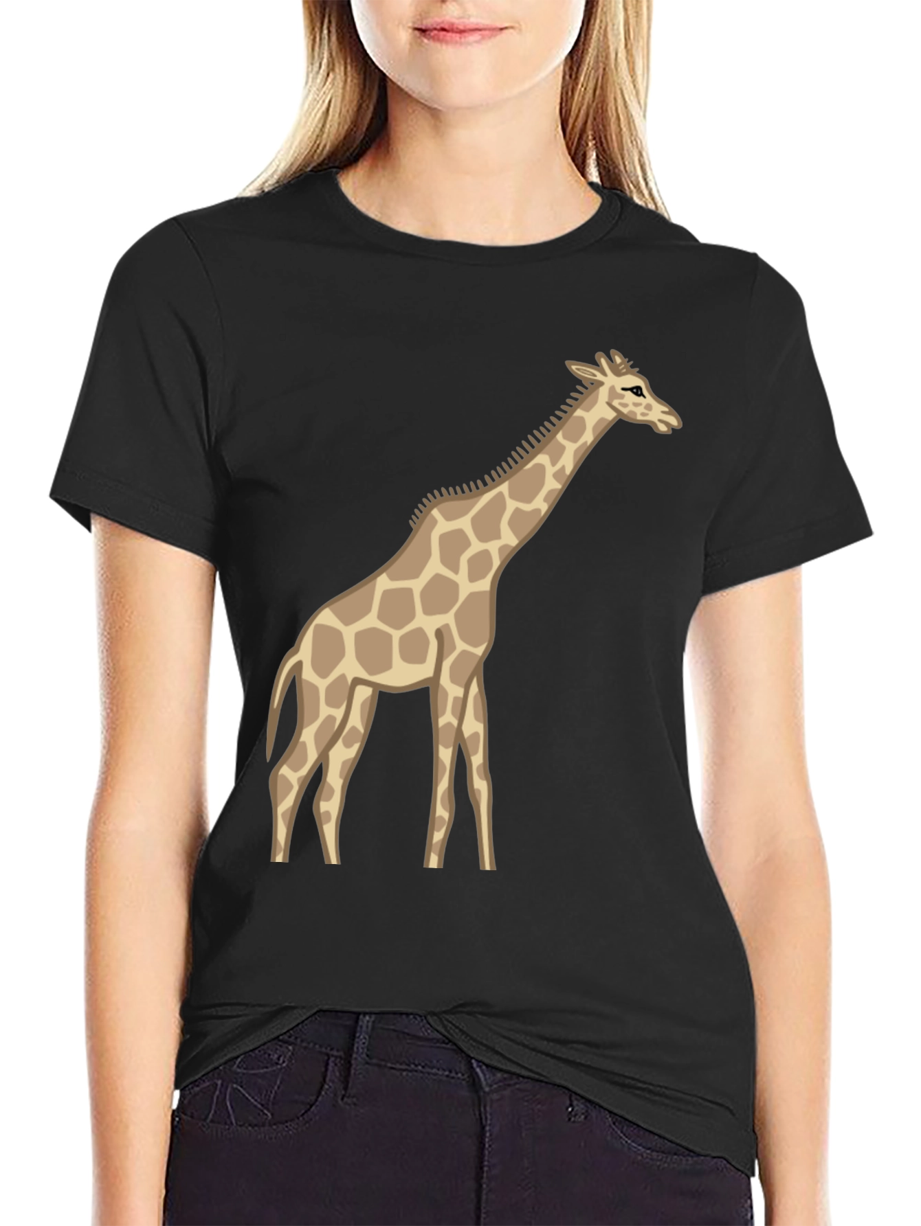 Black Giraffe Graphic Tee - Unisex Black T-Shirt view 2