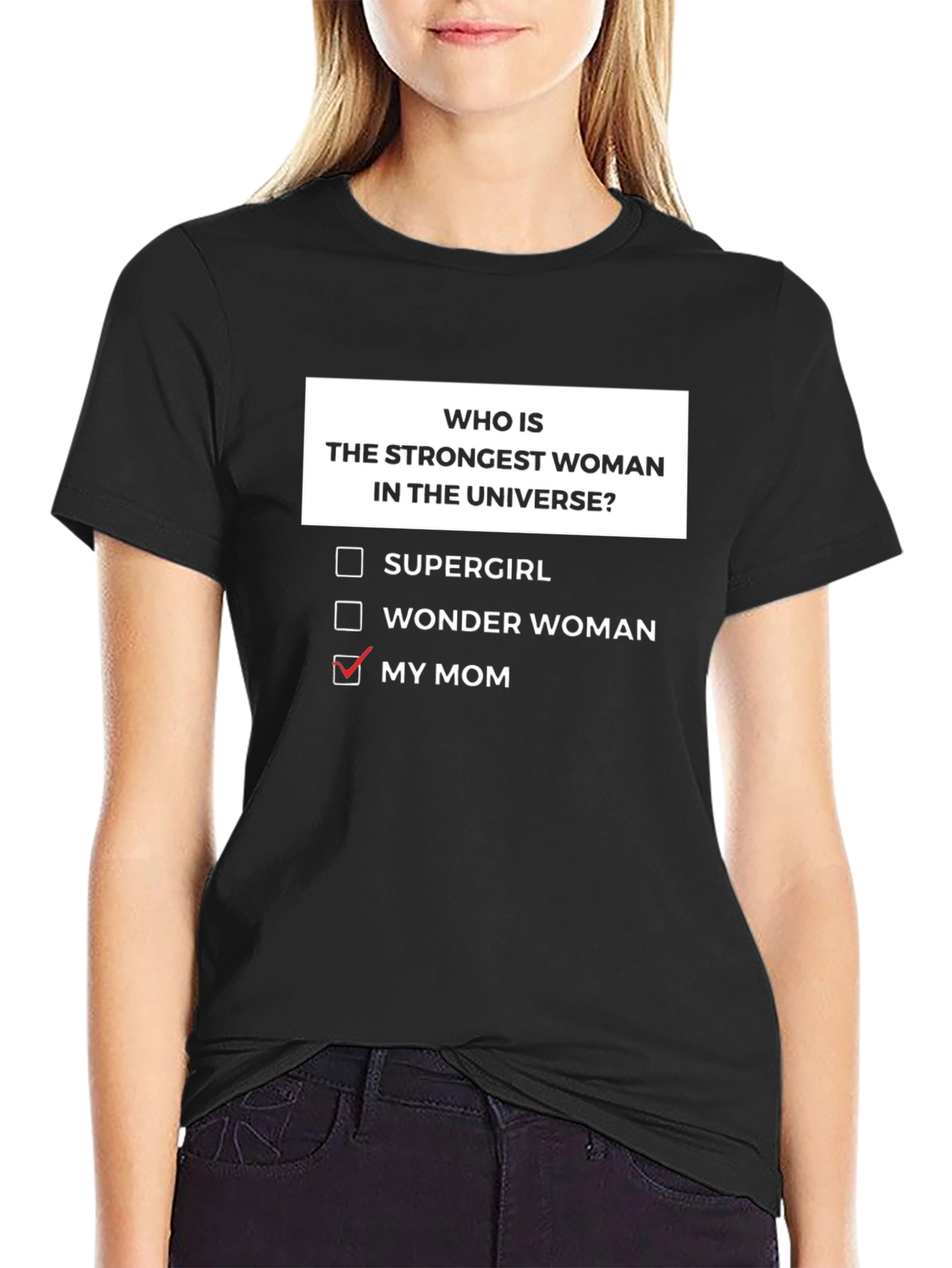 Black Strongest Woman T-Shirt - My Mom Choice view 2