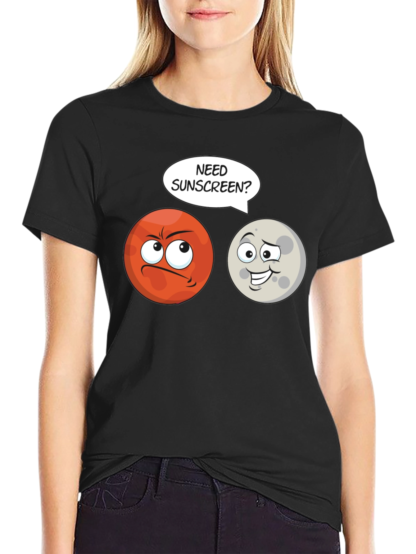 Black Need Sunscreen? Mars Humor T-Shirt view 2