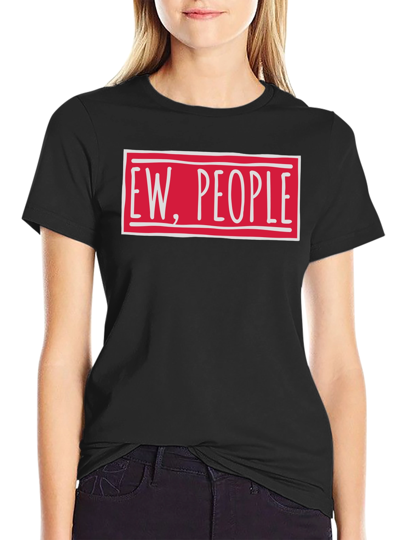 Black Ew People Funny Graphic T-Shirt view 2