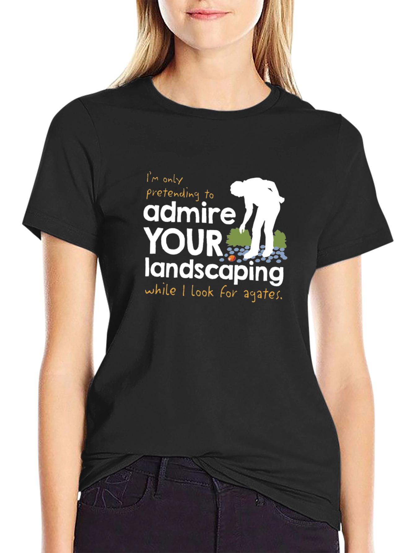 Black Funny Agate Hunting Landscaping T-Shirt view 2