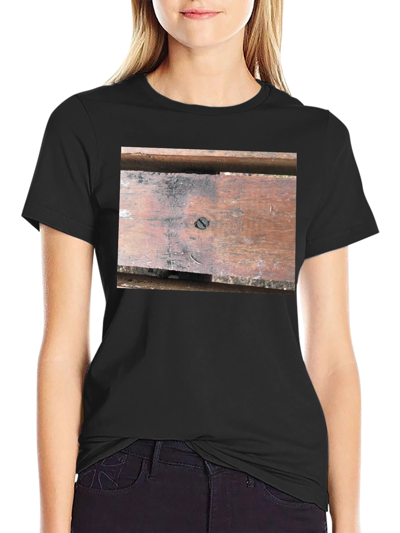Black Wood Panel T-Shirt view 2