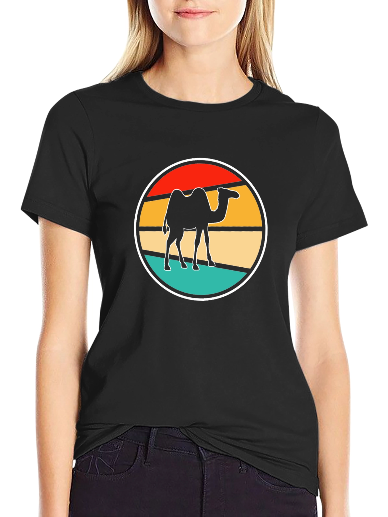 Black Retro Camel T-Shirt - Desert Vibes view 2