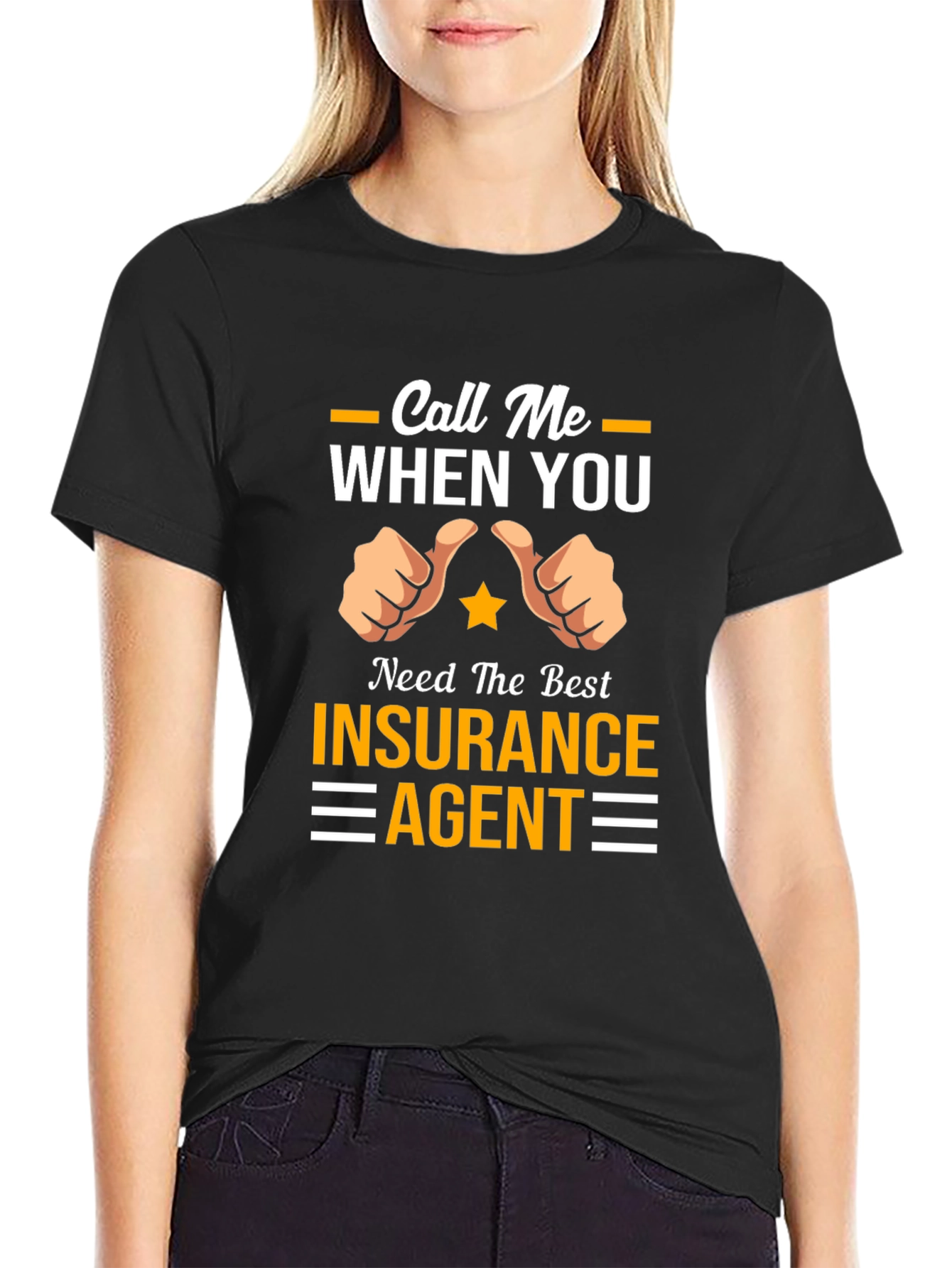 Black Call Me When You Need Insurance Agent T-Shirt view 2