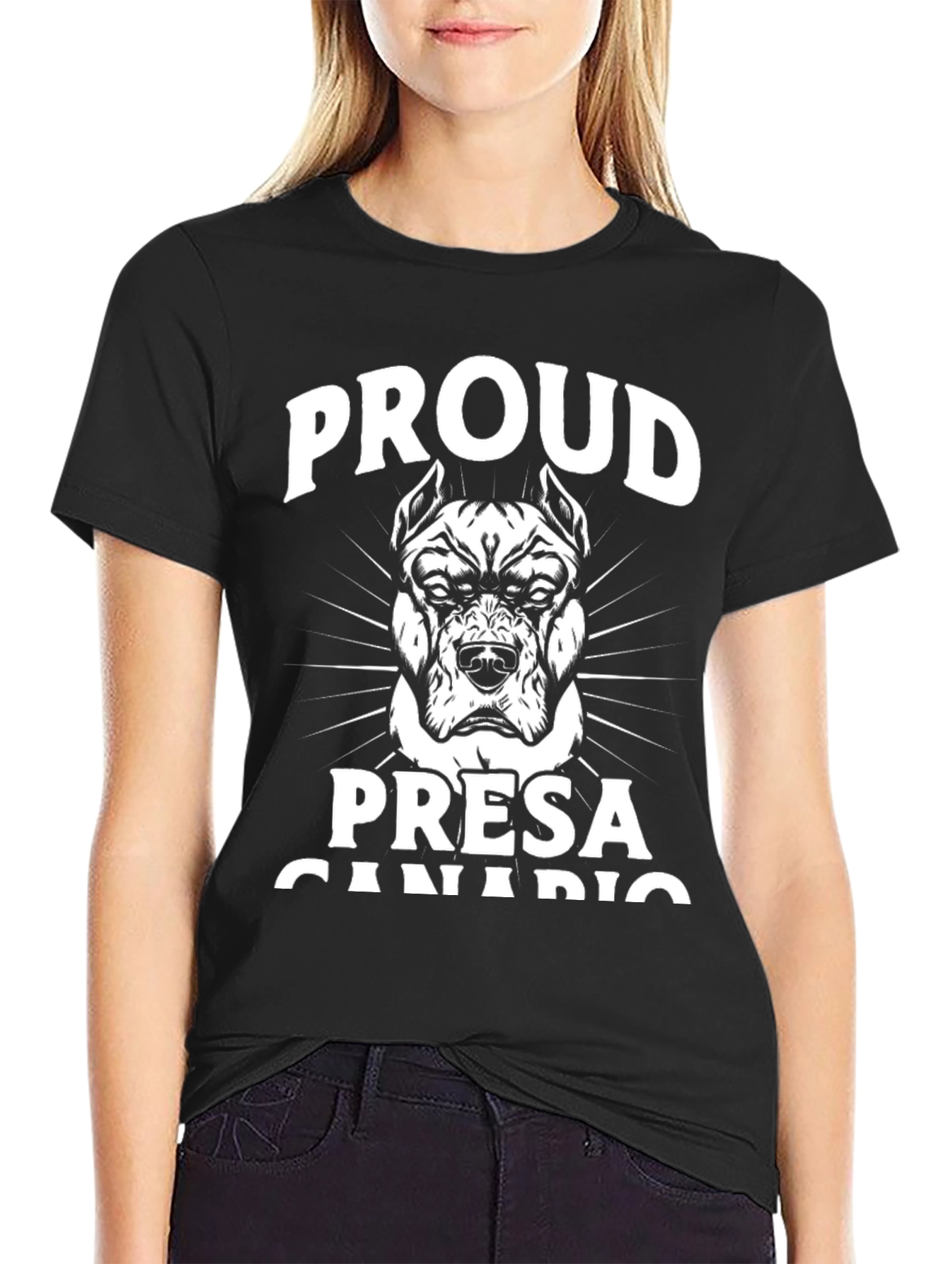 Black Proud Presa Canario Dog Graphic T-Shirt view 2