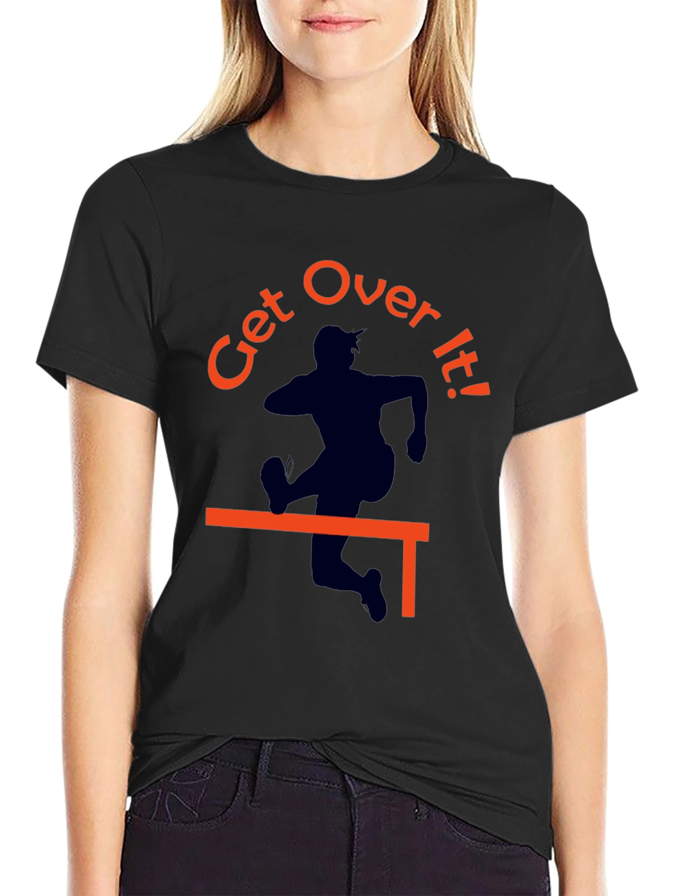 Black Get Over It! Graphic Tee - Black Cotton T-Shirt view 2