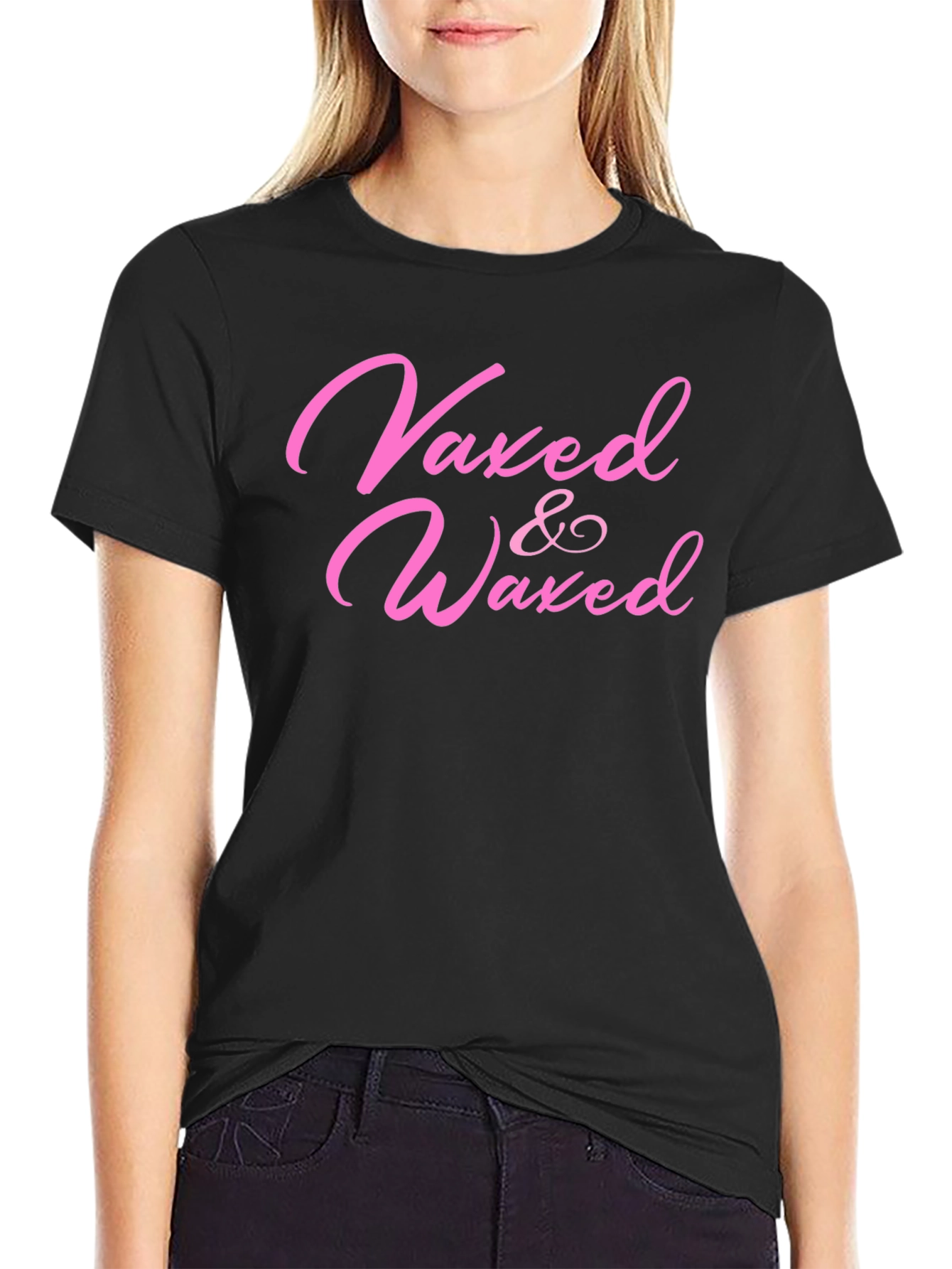Black Vaxed & Waxed T-Shirt - Funny Vaccine Tee view 2
