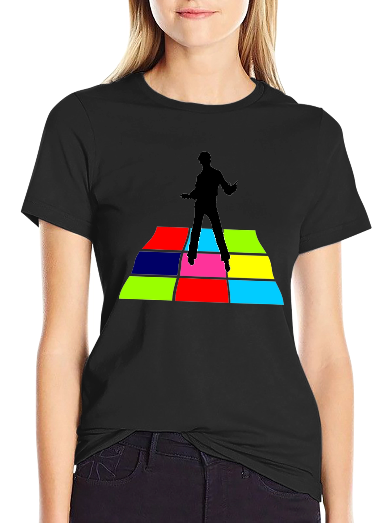 Black Retro Dance Floor T-Shirt - Black view 2