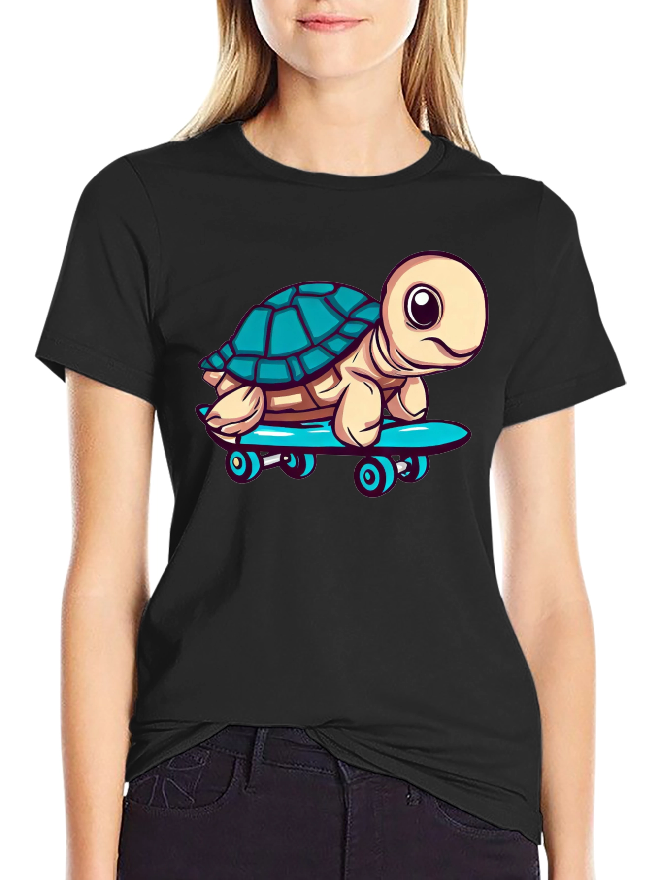 Black Turtle Skateboard Graphic T-Shirt view 2