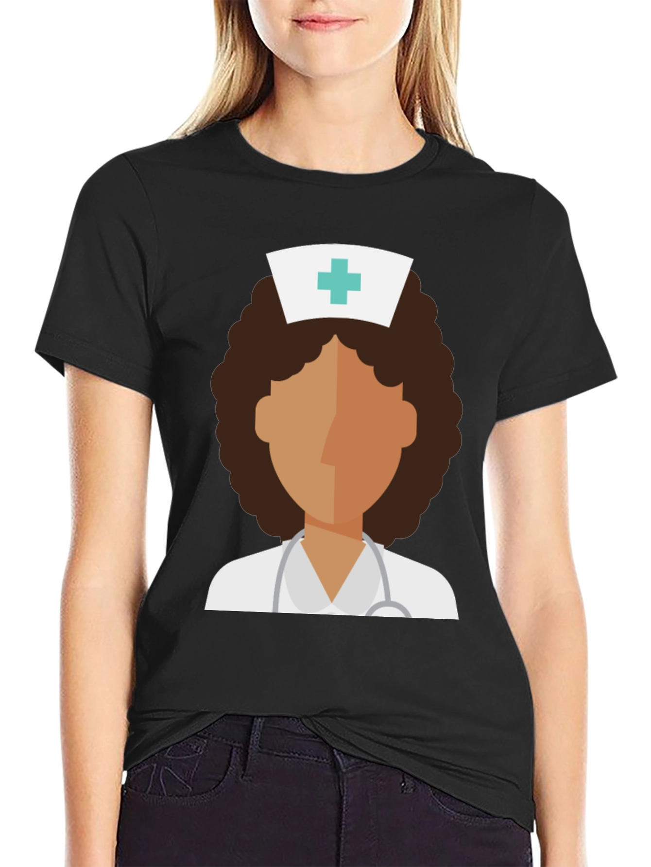 Black Nurse Graphic Tee - Unisex Medical T-Shirt view 2
