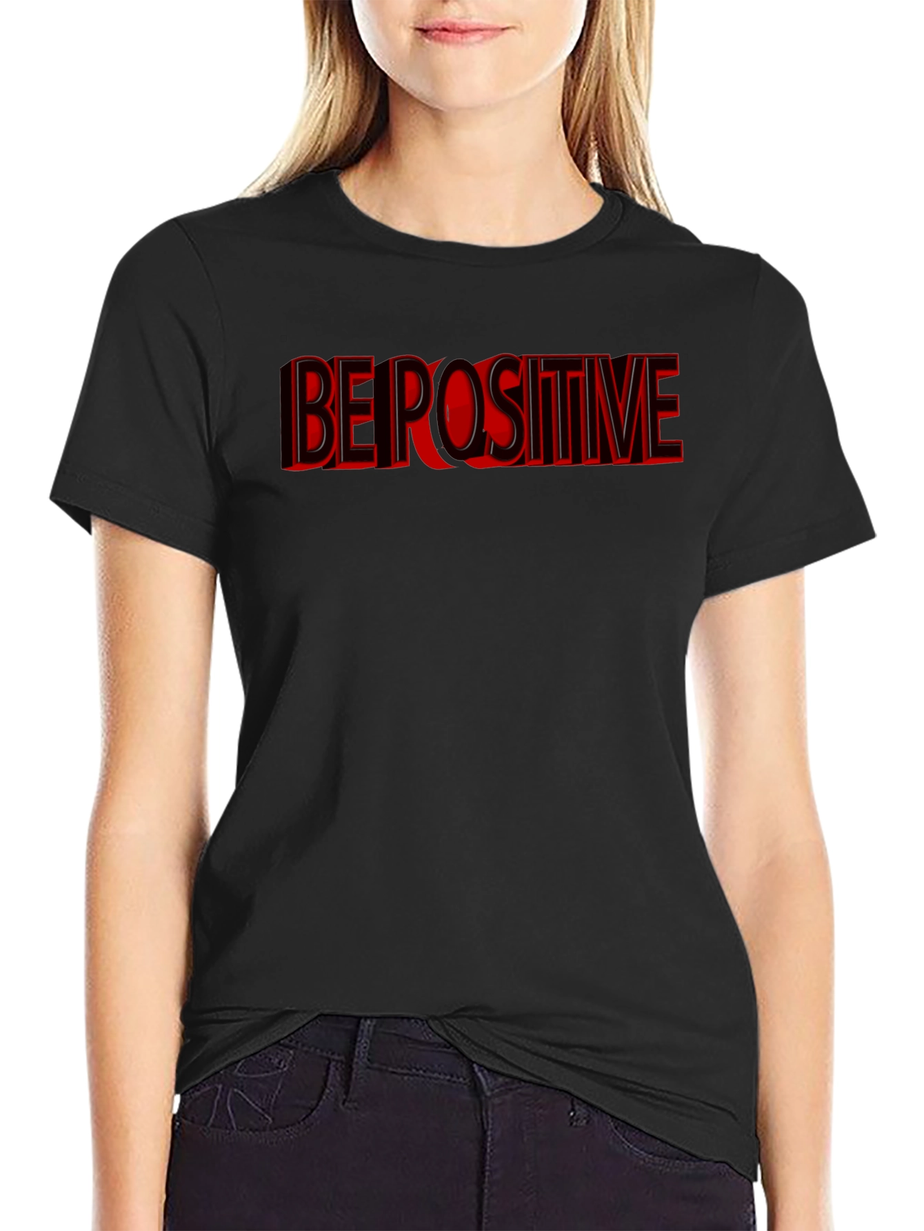 Black Be Positive Graphic T-Shirt - Black view 2