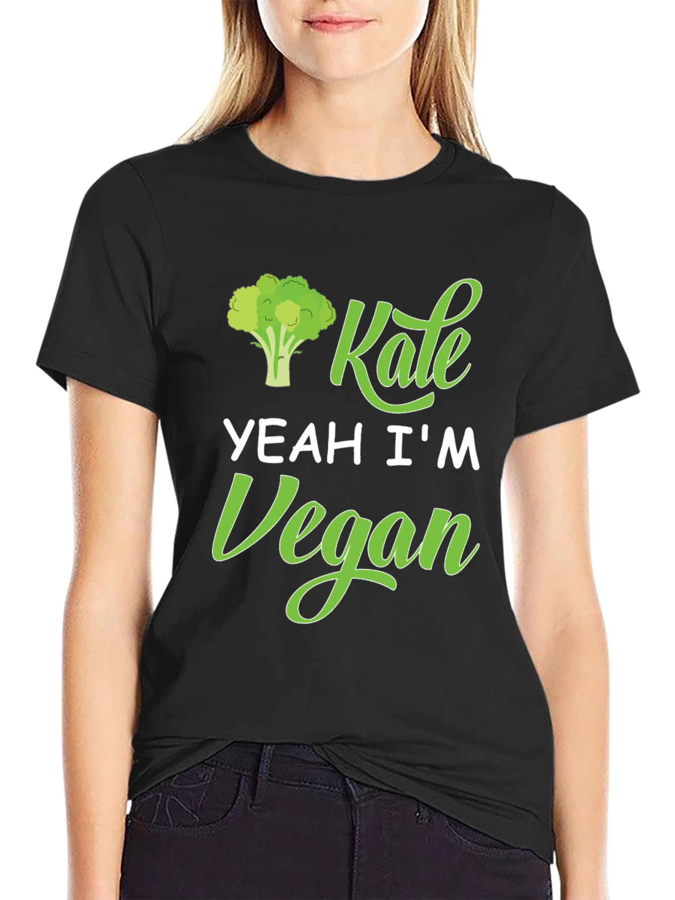 Black Kale Yeah I'm Vegan T-Shirt view 2