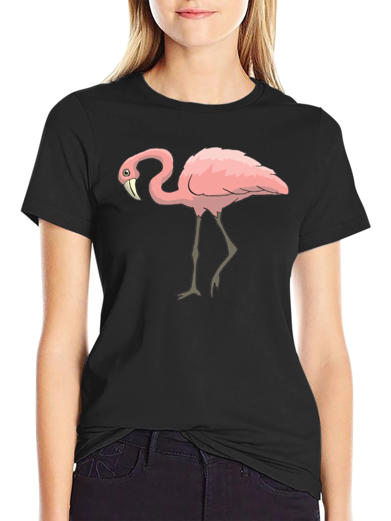 Black Flamingo Graphic Tee - Stylish Men's Black T-Shirt view 2