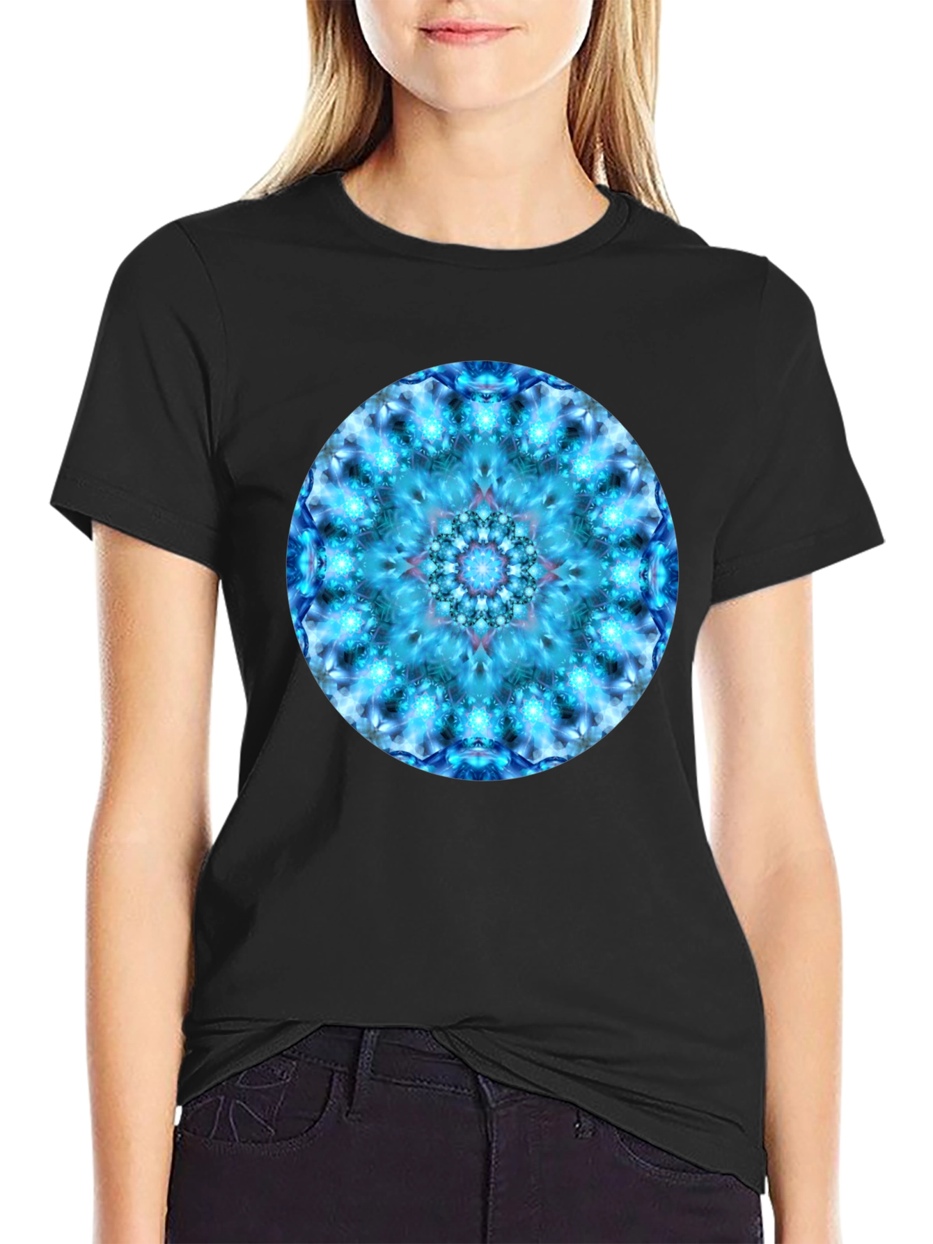 Black Blue Mandala Graphic Tee view 2