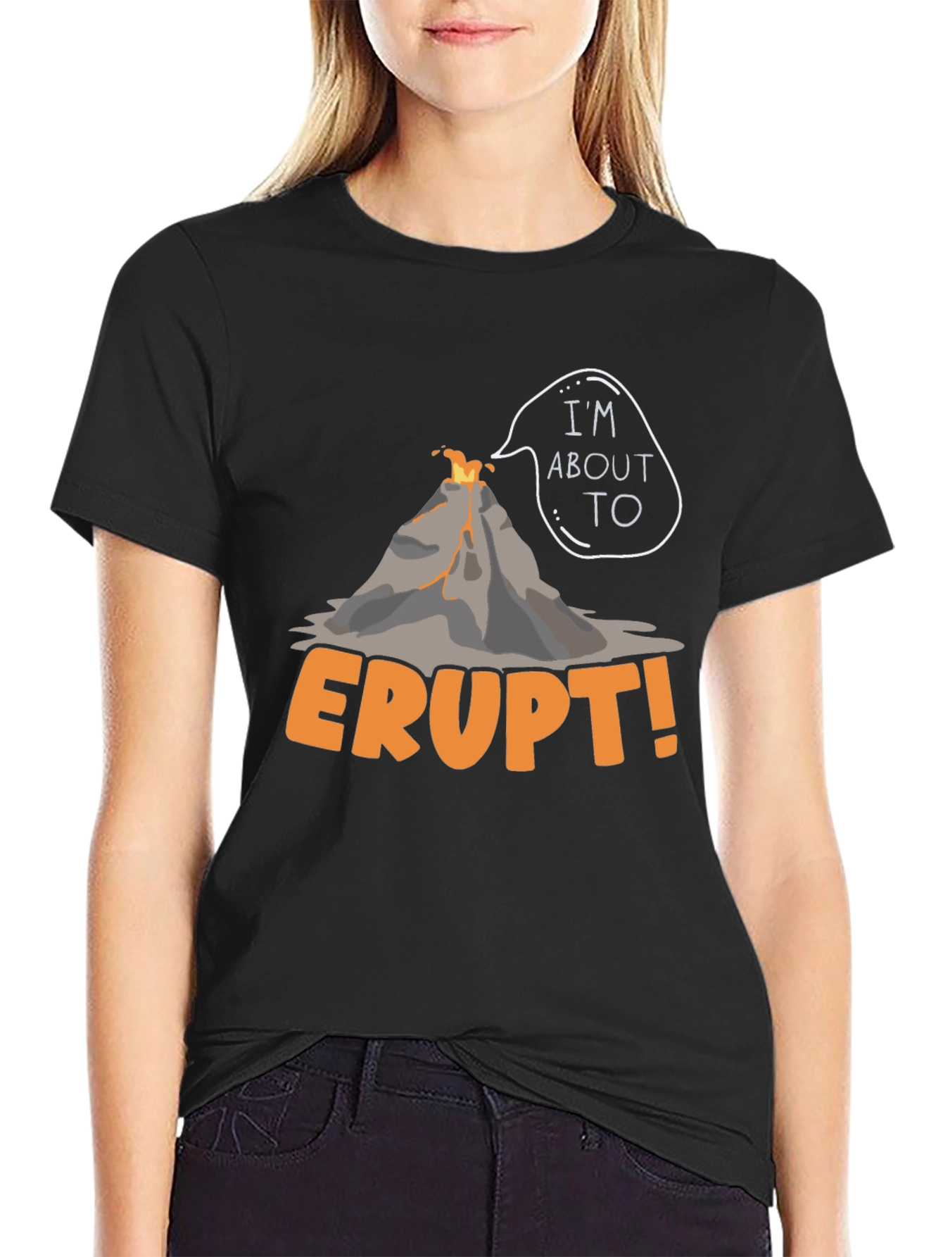 Black I'm About To Erupt Volcano Graphic Tee view 2