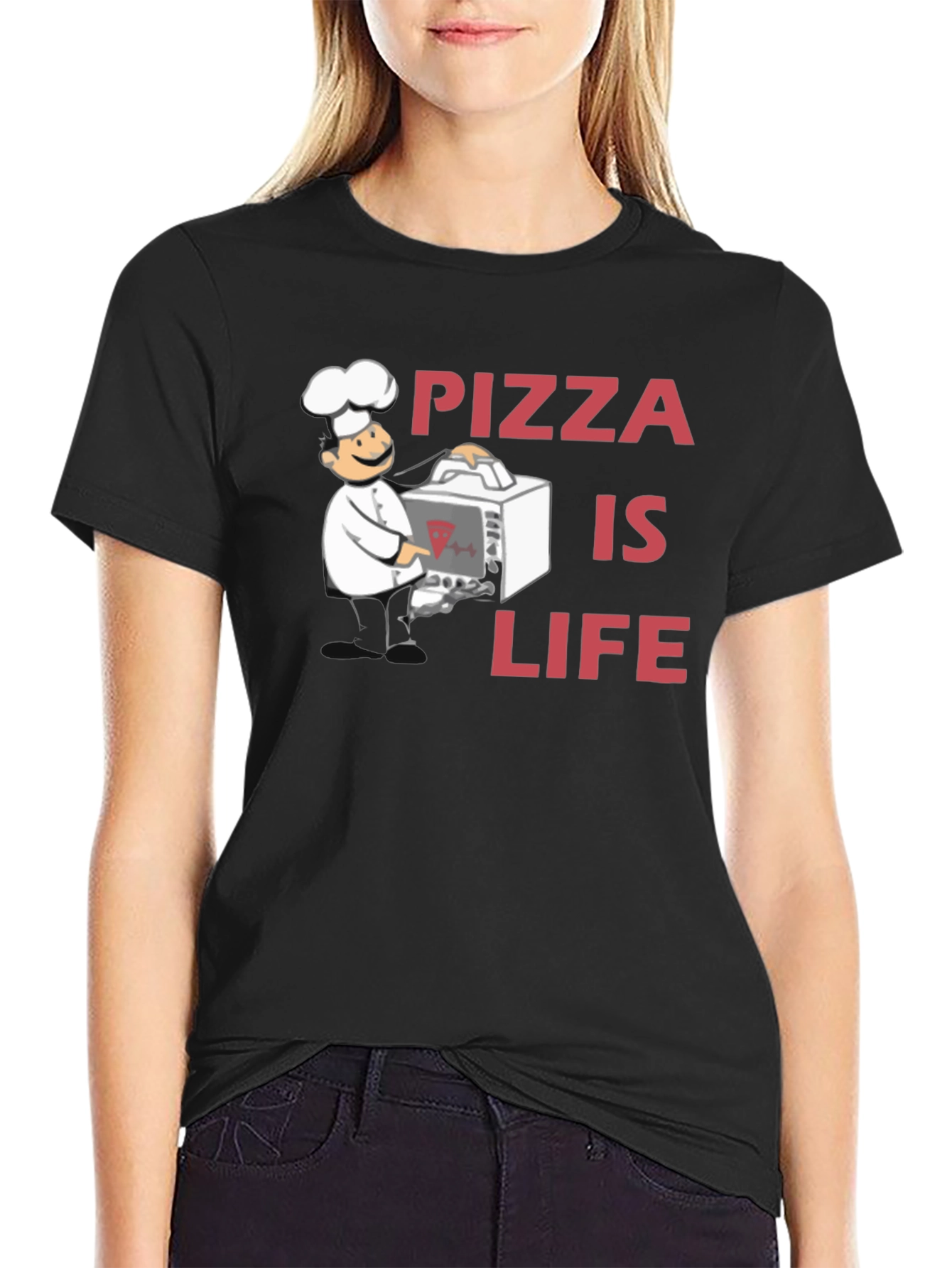 Pizza is Life Graphic Tee - Chef Design Black T-Shirt - 2