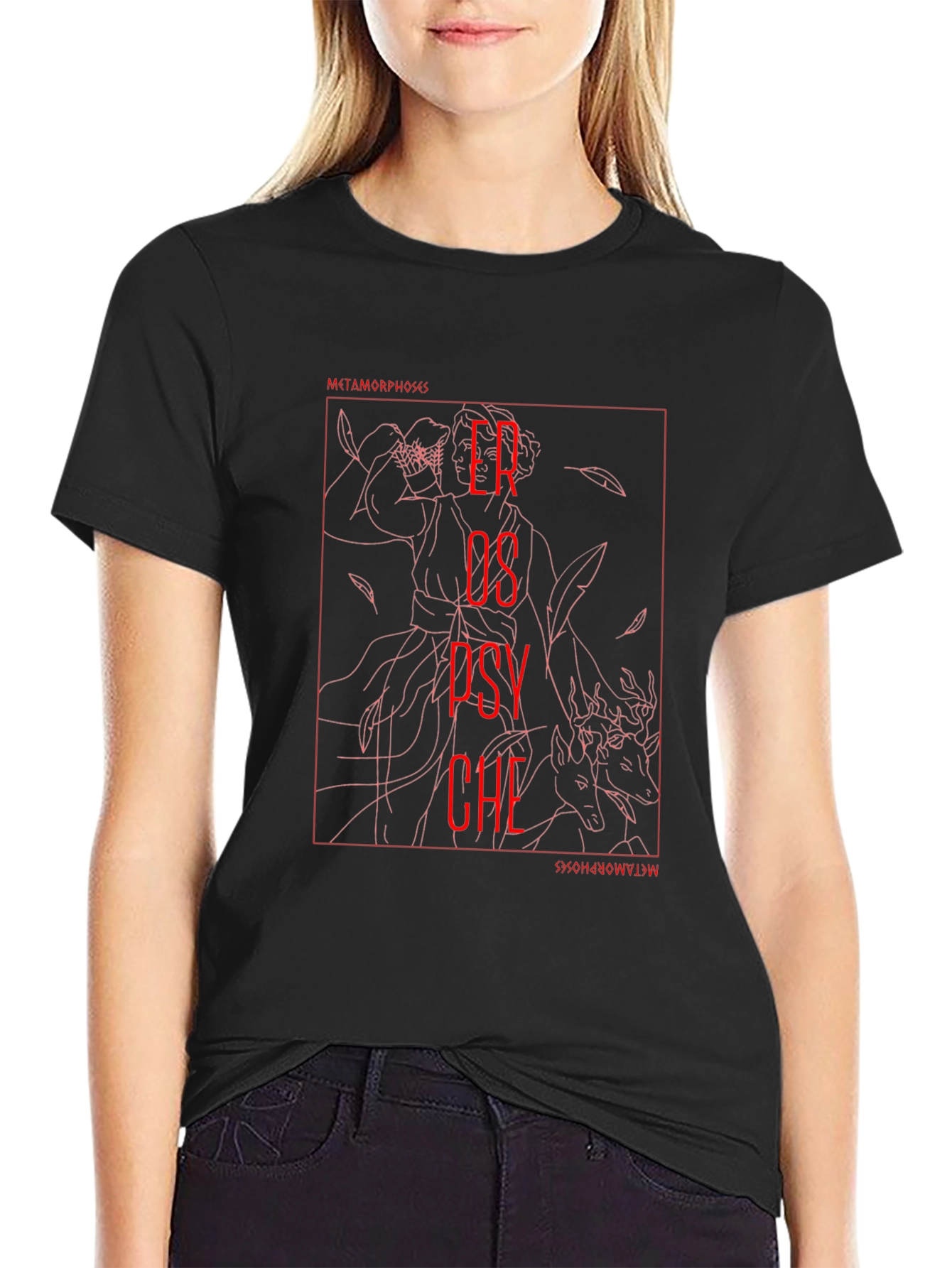 Black Eros and Psyche Graphic T-Shirt view 2