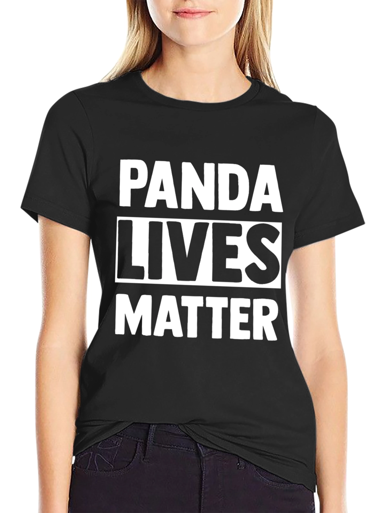 Black Panda Lives Matter Graphic Tee - Black Cotton T-Shirt view 2
