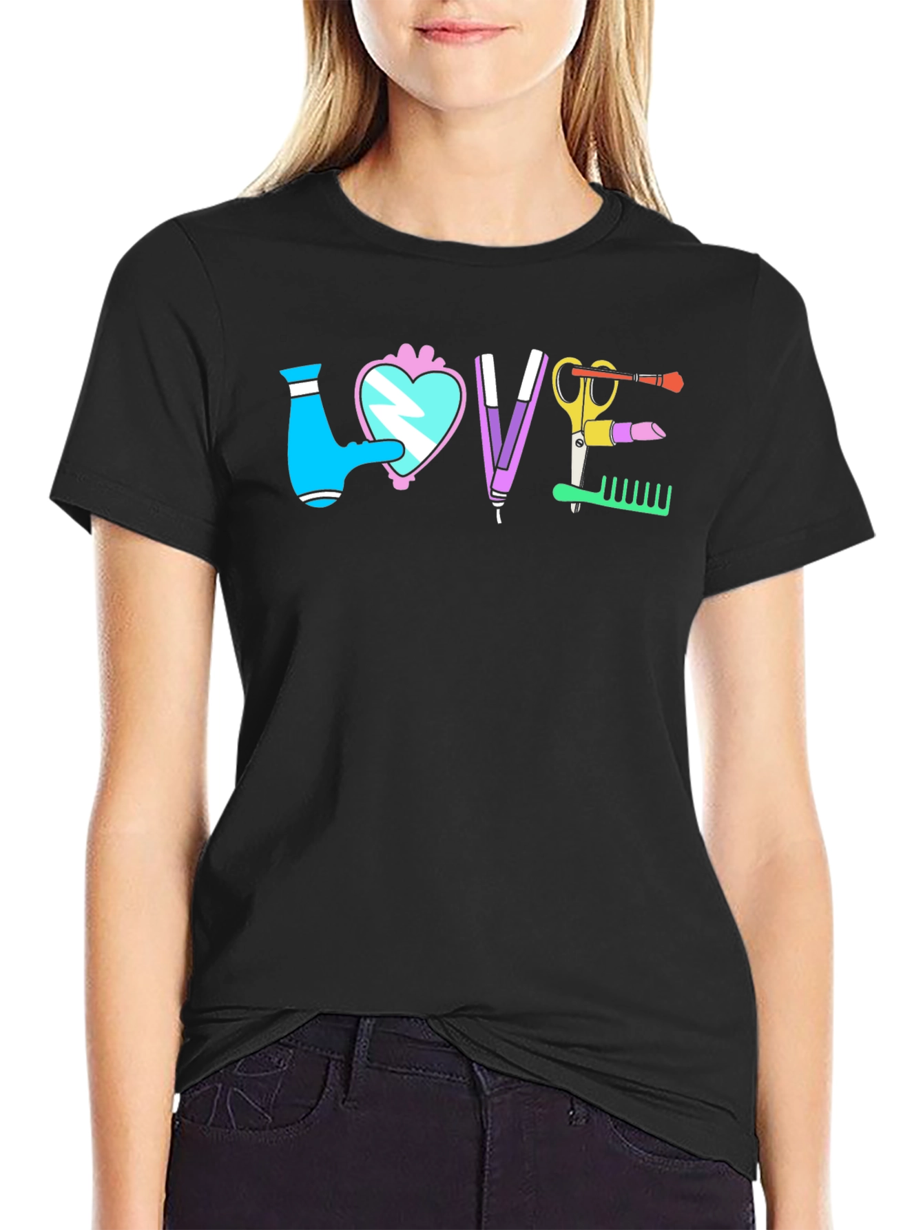 Black Love Hairdresser T-Shirt view 2