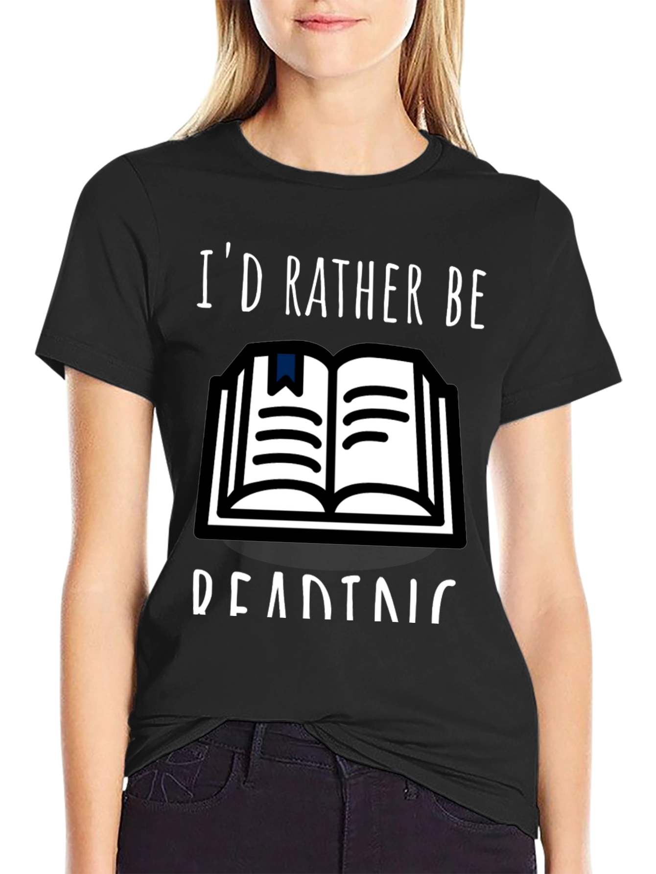 Black I'd Rather Be Reading T-Shirt view 2