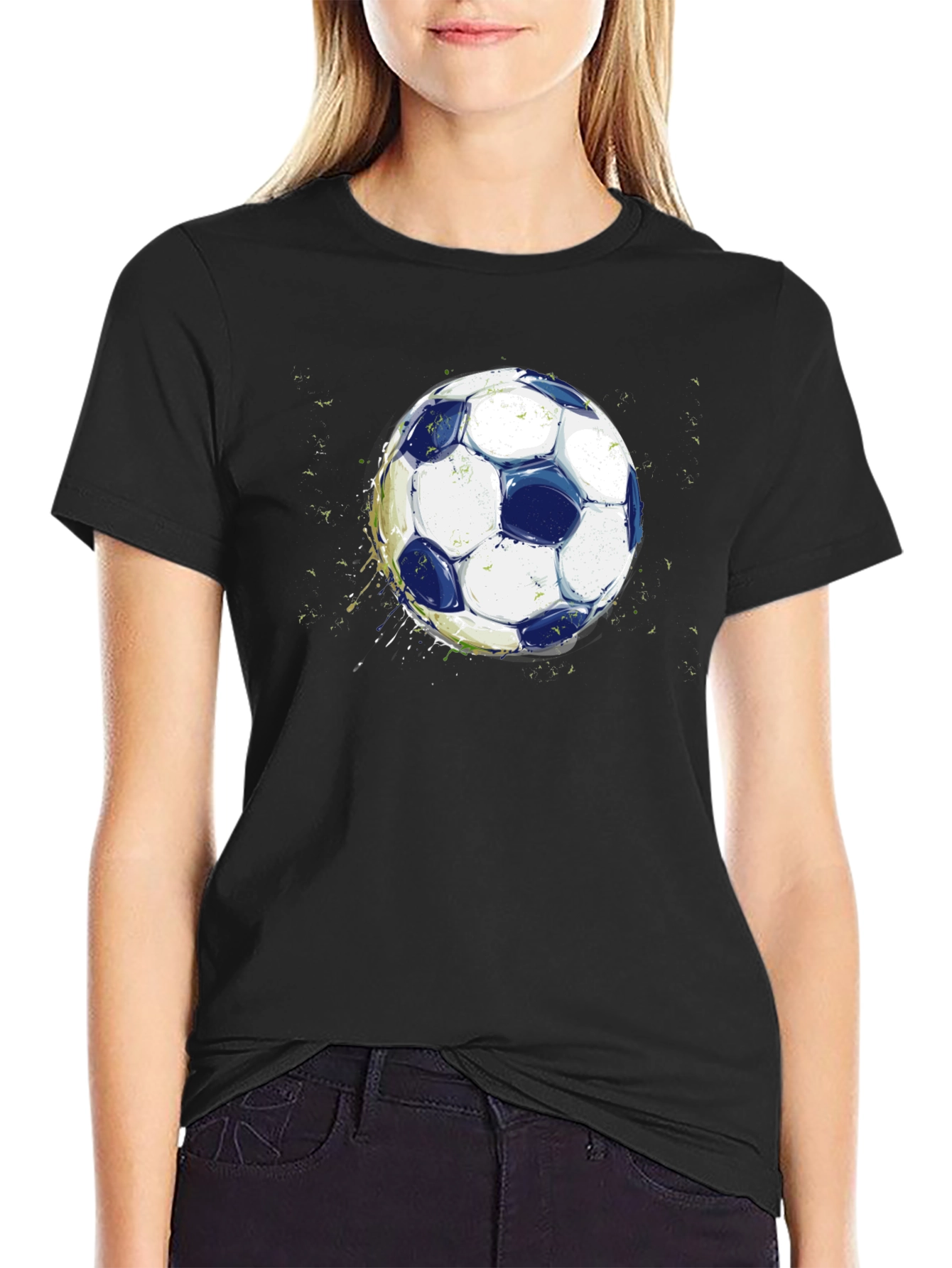 Black Soccer Ball Graphic Black T-Shirt view 2