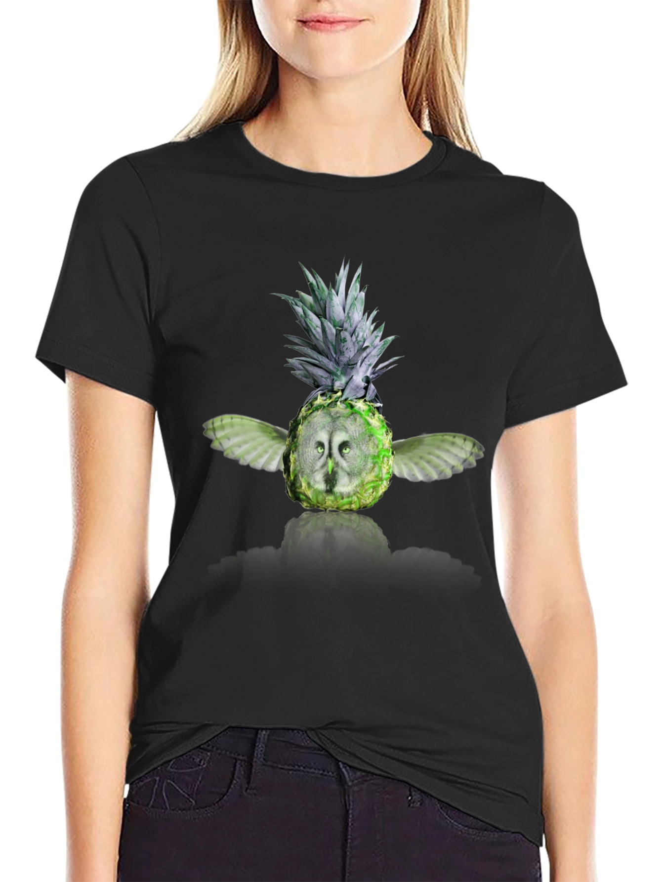 Black Pineapple Owl Graphic Tee - Men's Black T-Shirt view 2