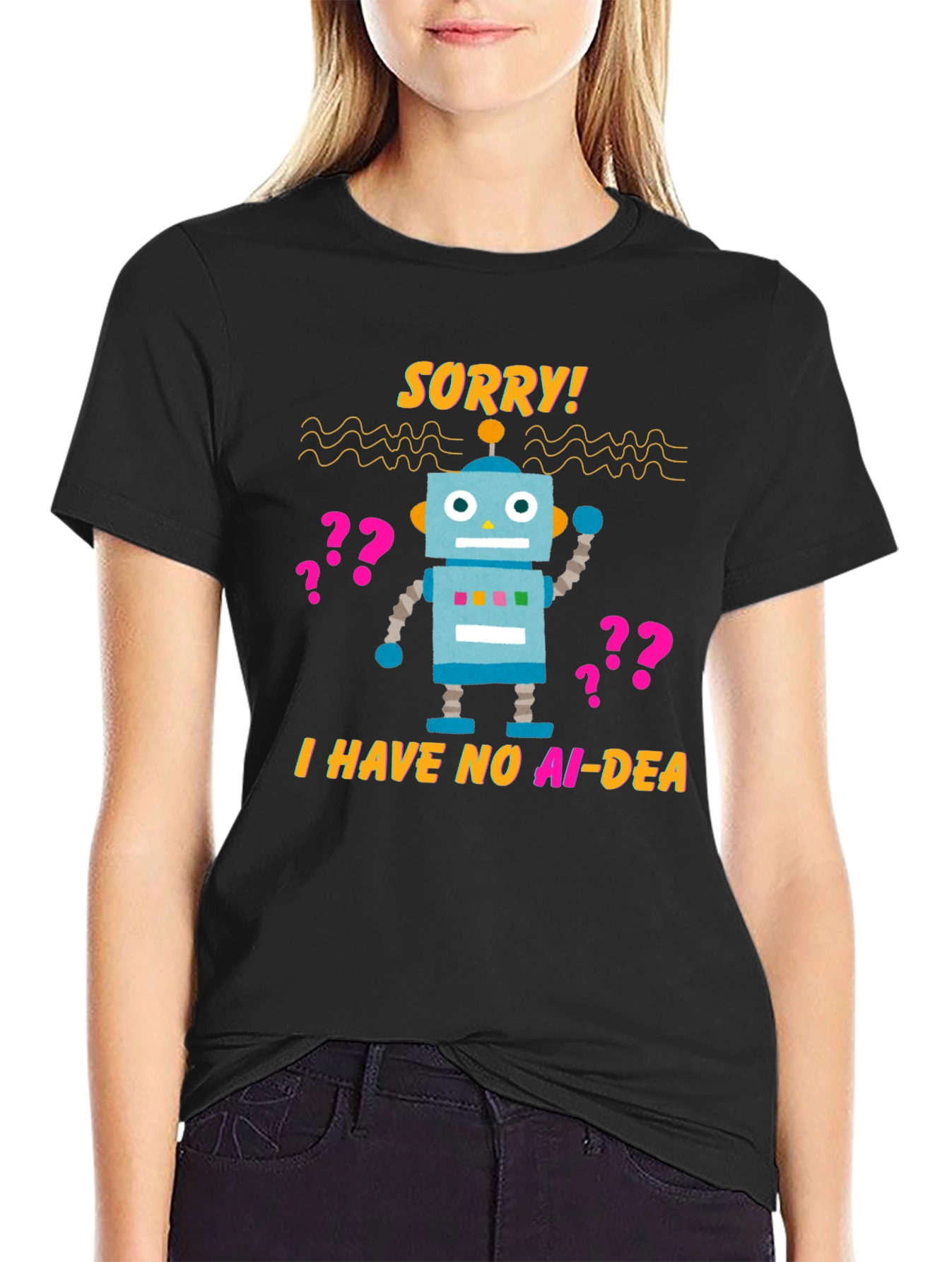 Black AI-DEA Robot T-Shirt view 2