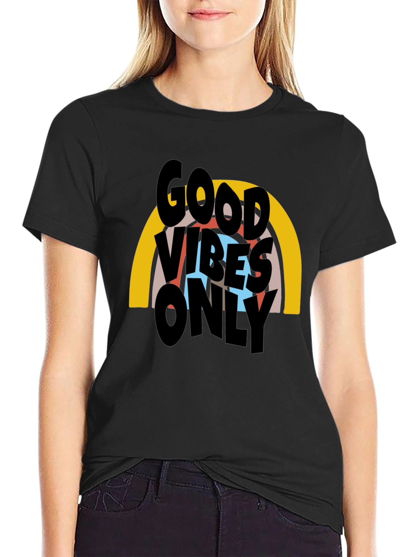 Black Good Vibes Only Graphic T-Shirt - Black view 2