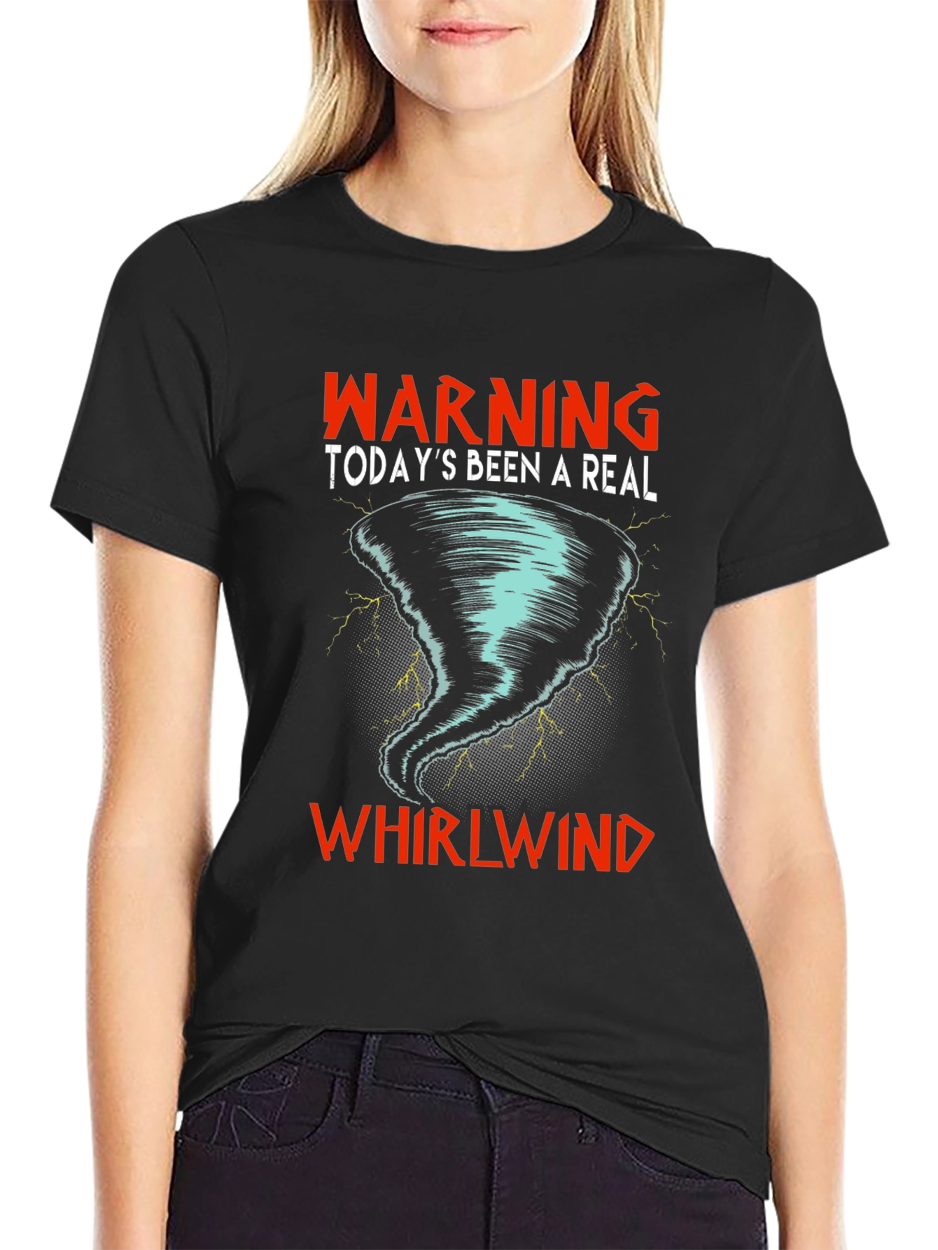 Black Warning Whirlwind Graphic T-Shirt view 2