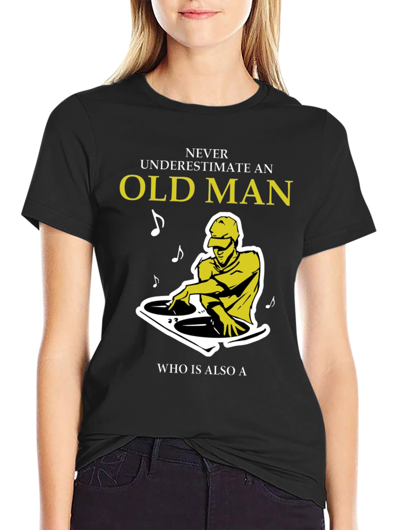 Black DJ Old Man Graphic Tee - Never Underestimate Him view 2