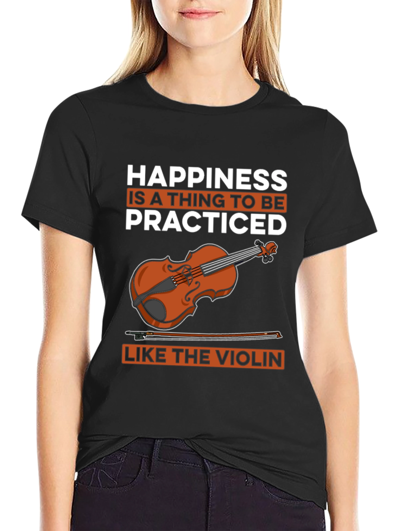 Black Happiness is Practiced Violin T-Shirt view 2