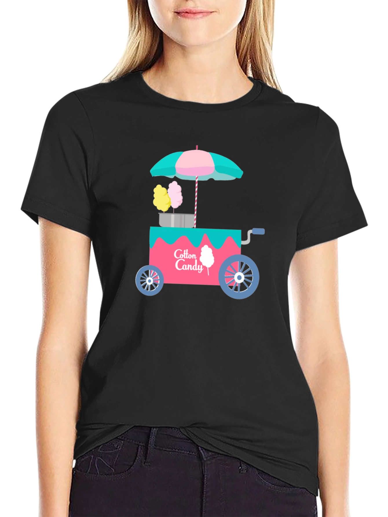Black Cotton Candy Cart Graphic T-Shirt view 2