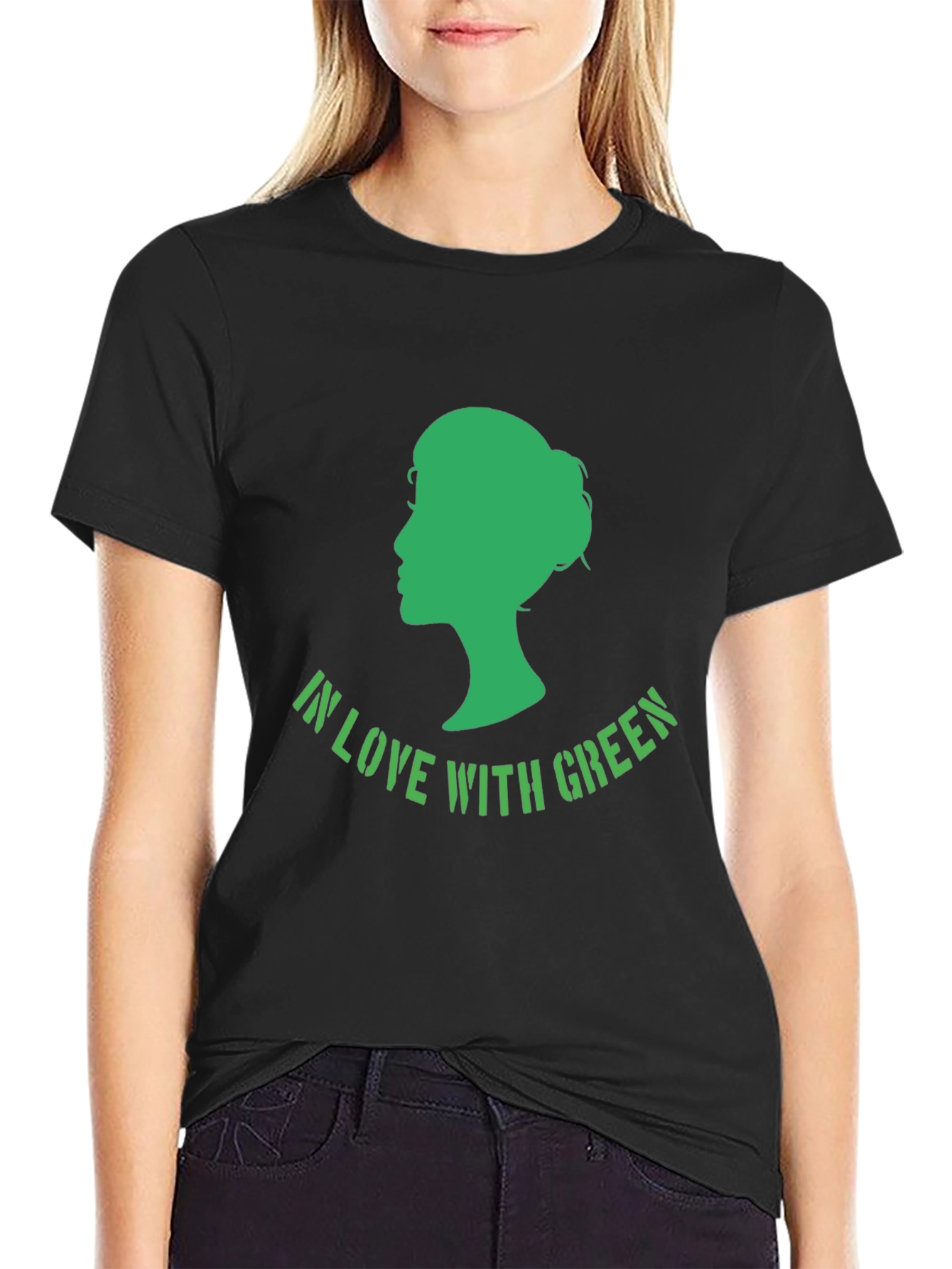 Black In Love with Green Graphic T-Shirt view 2