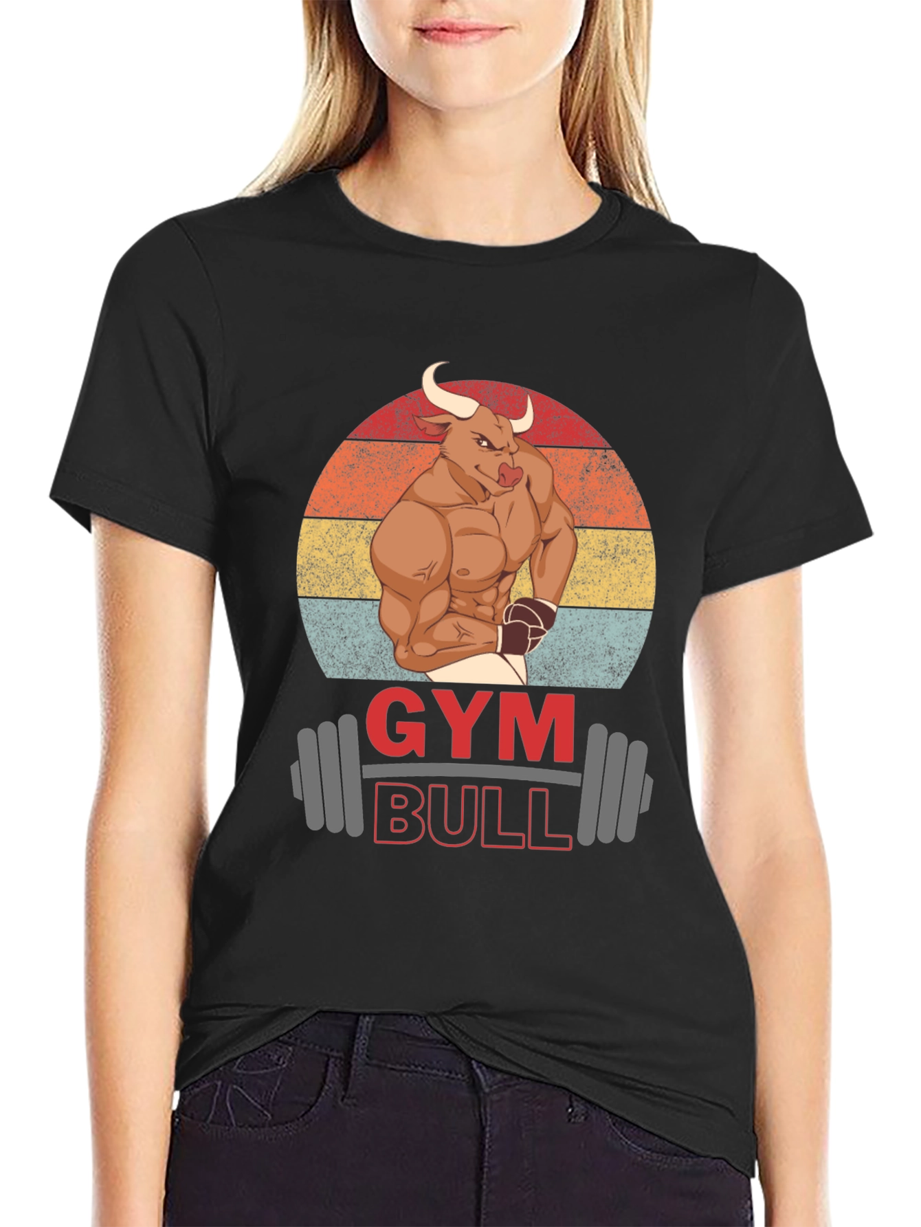 Black Gym Bull Graphic T-Shirt - Muscle & Fitness Tee view 2