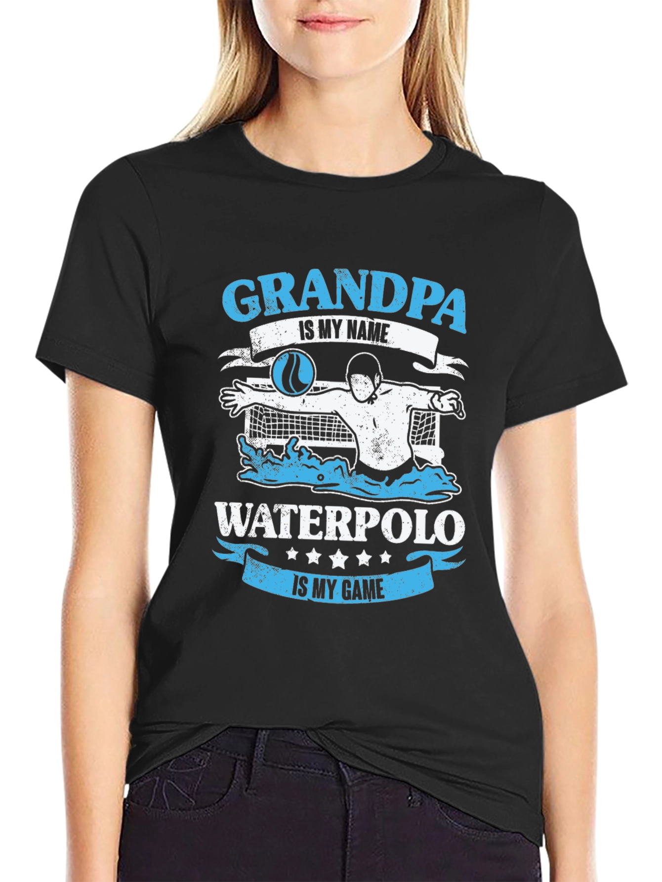 Black Grandpa Water Polo T-Shirt - Gift for Water Polo Grandpas view 2