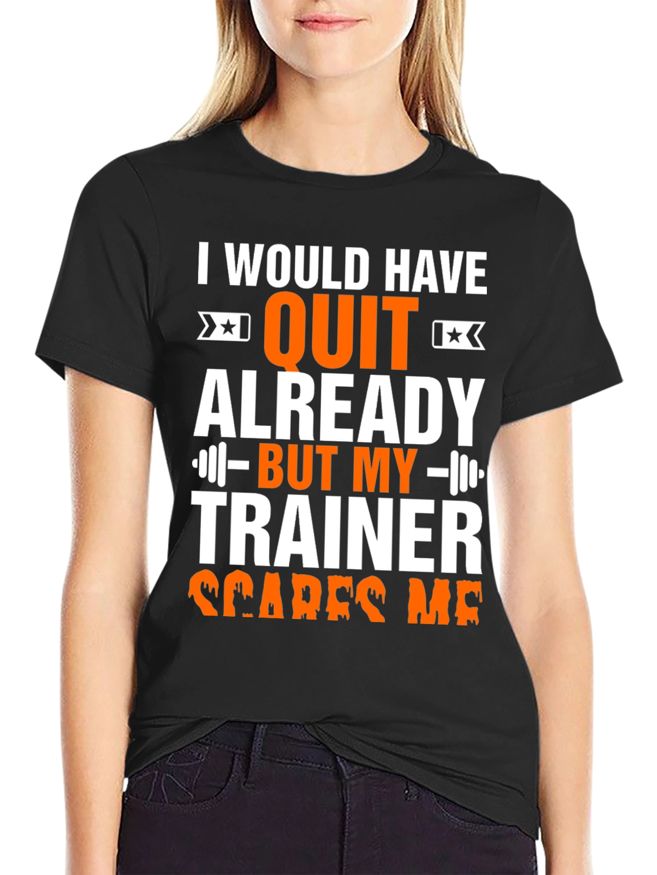 Black Funny Workout Trainer Graphic T-Shirt view 2