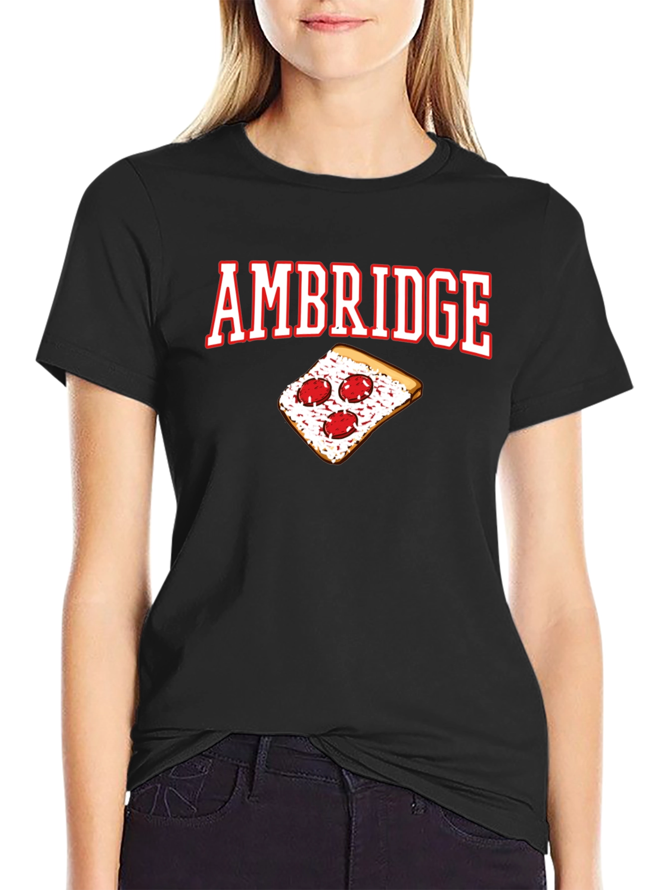 Black Ambridge Pizza T-Shirt - Black Graphic Tee view 2