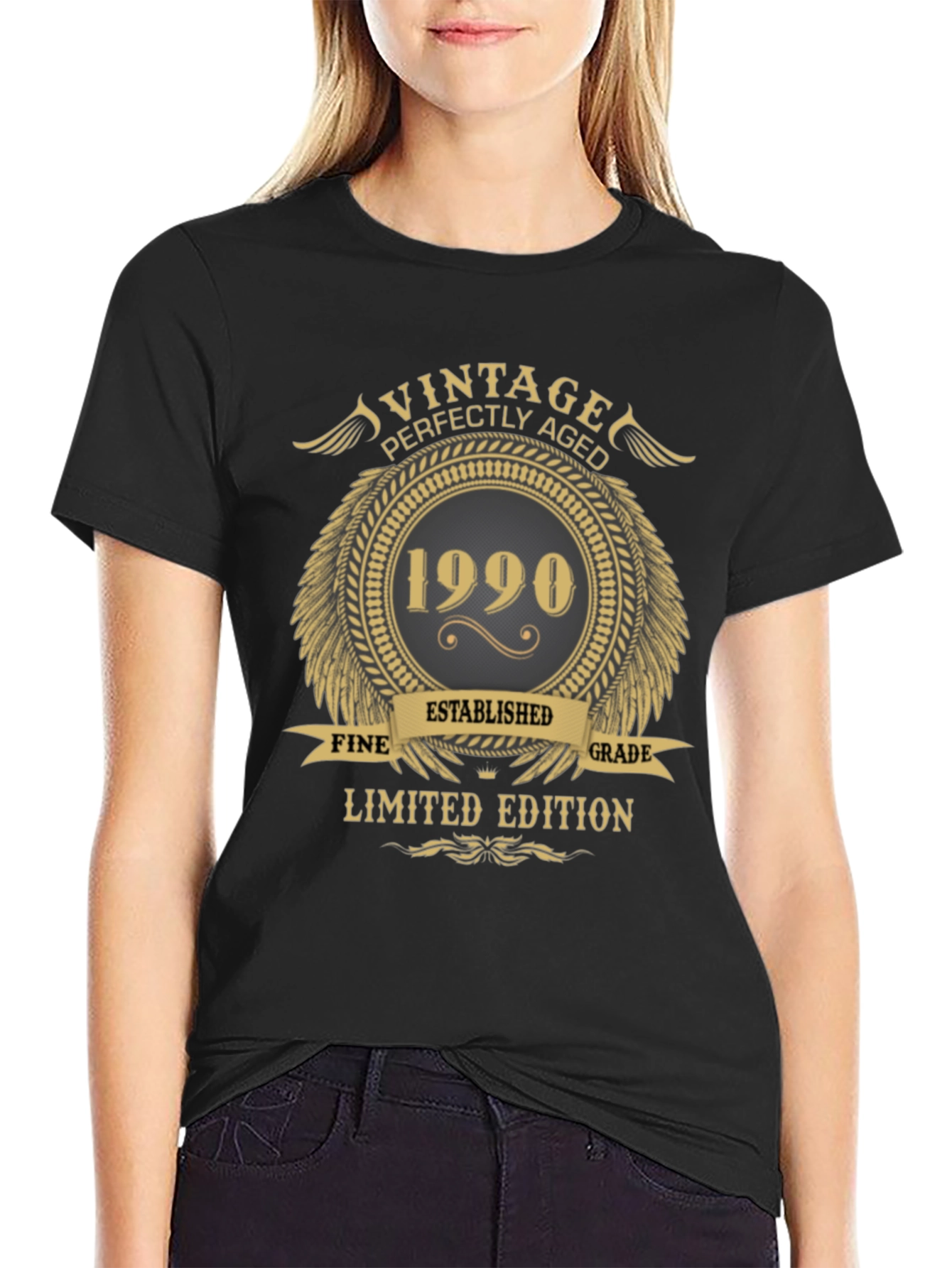 Black Vintage 1990 Limited Edition T-Shirt view 2