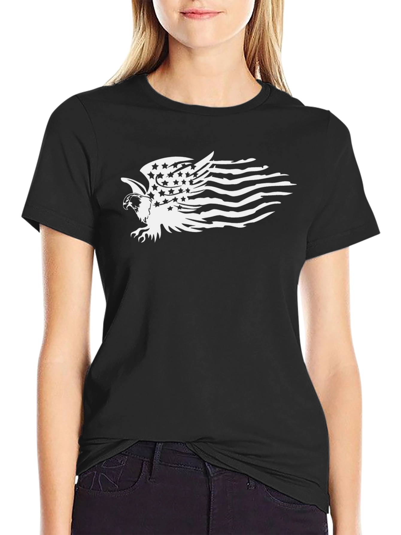 Black American Eagle Flag Graphic T-Shirt view 2