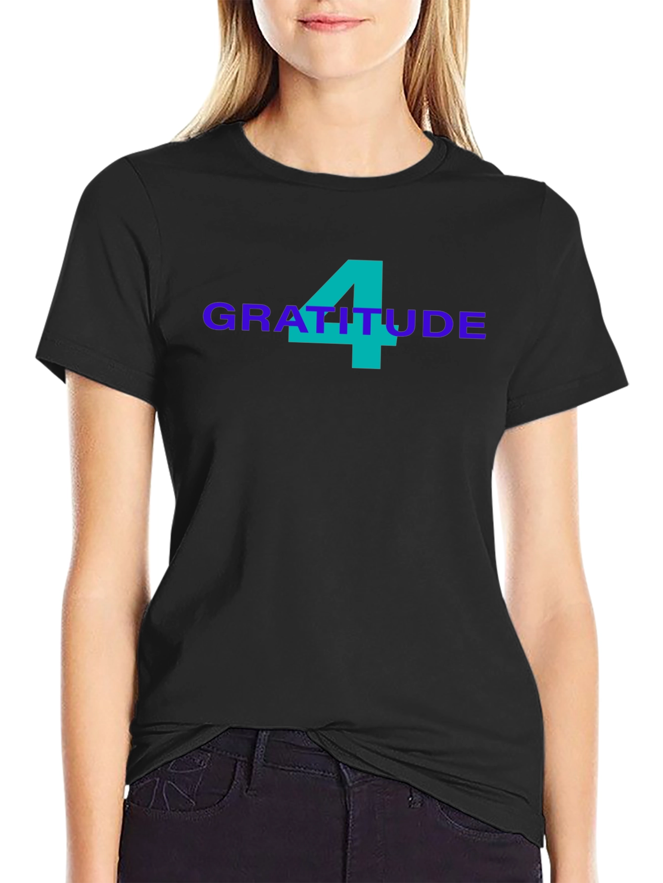 Black Gratitude Tee - Stylish Graphic Print T-Shirt view 2