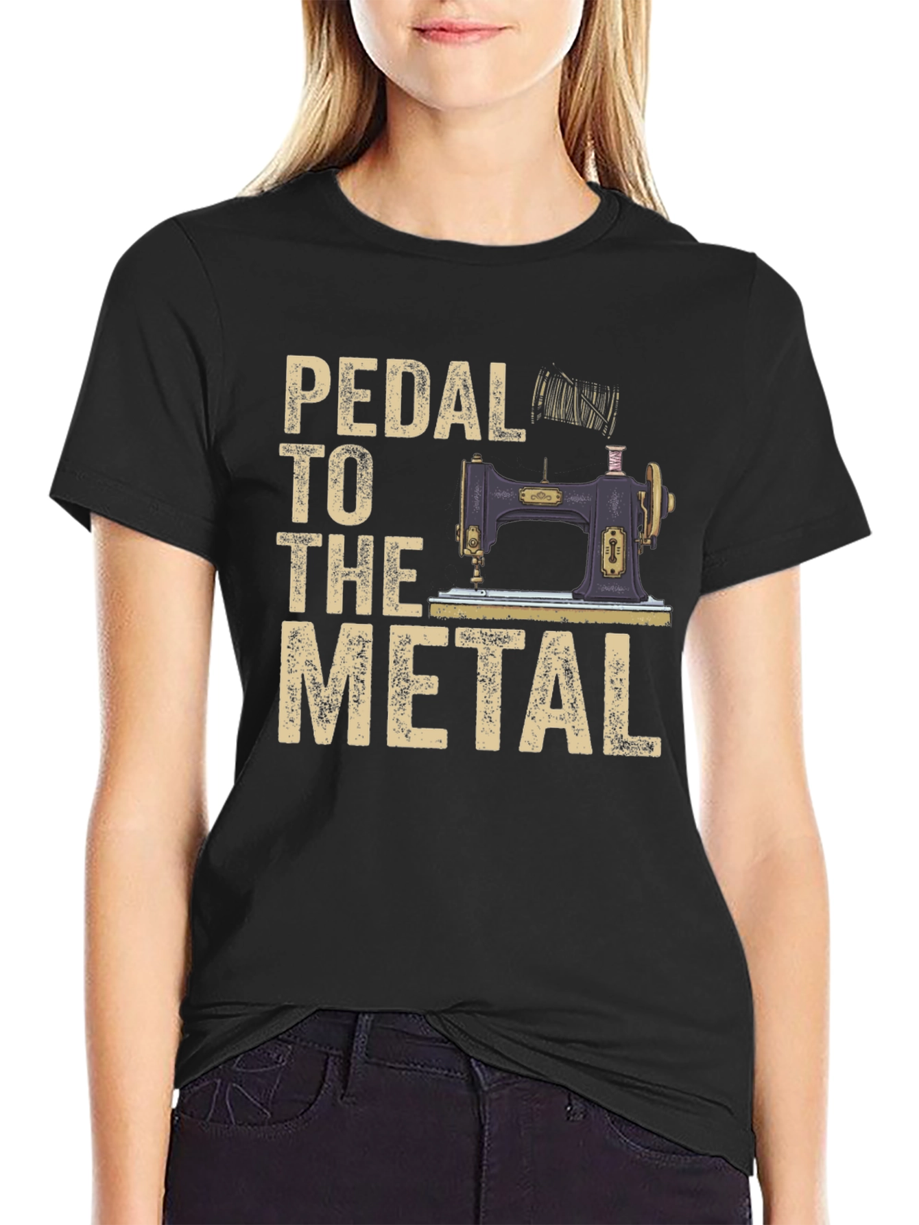 Black Pedal to the Metal Sewing Machine T-Shirt view 2